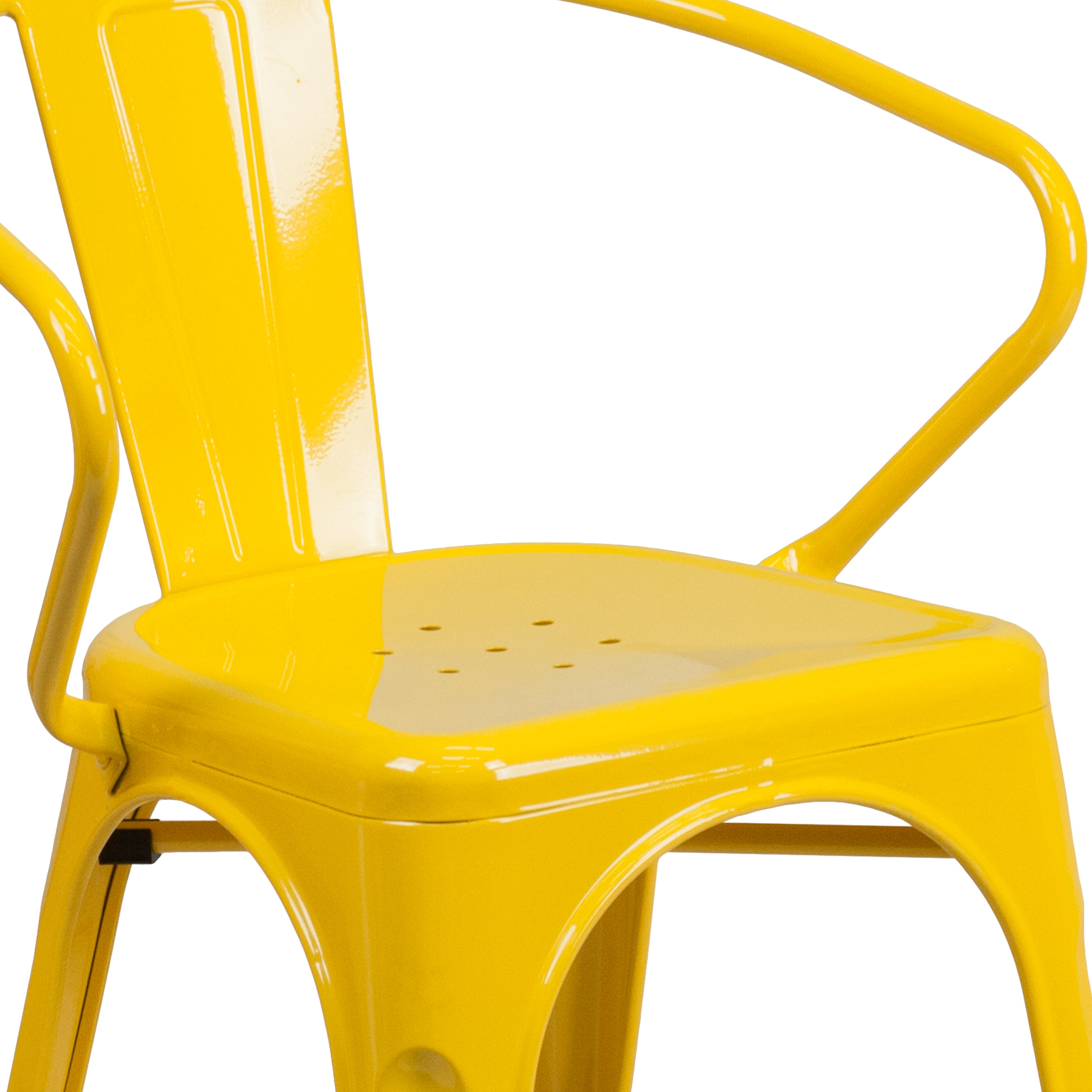 Luna Commercial Grade Yellow Metal Indoor-Outdoor Chair with Arms