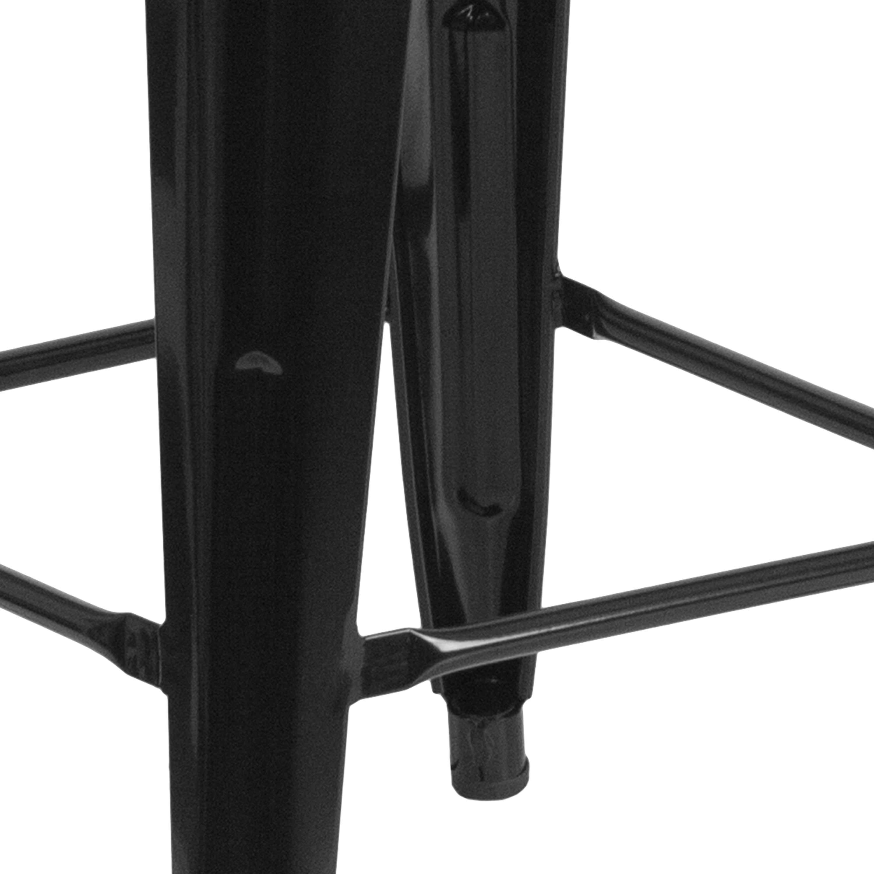 Lily 24" High Backless Black Metal Counter Height Stool with Square Wood Seat