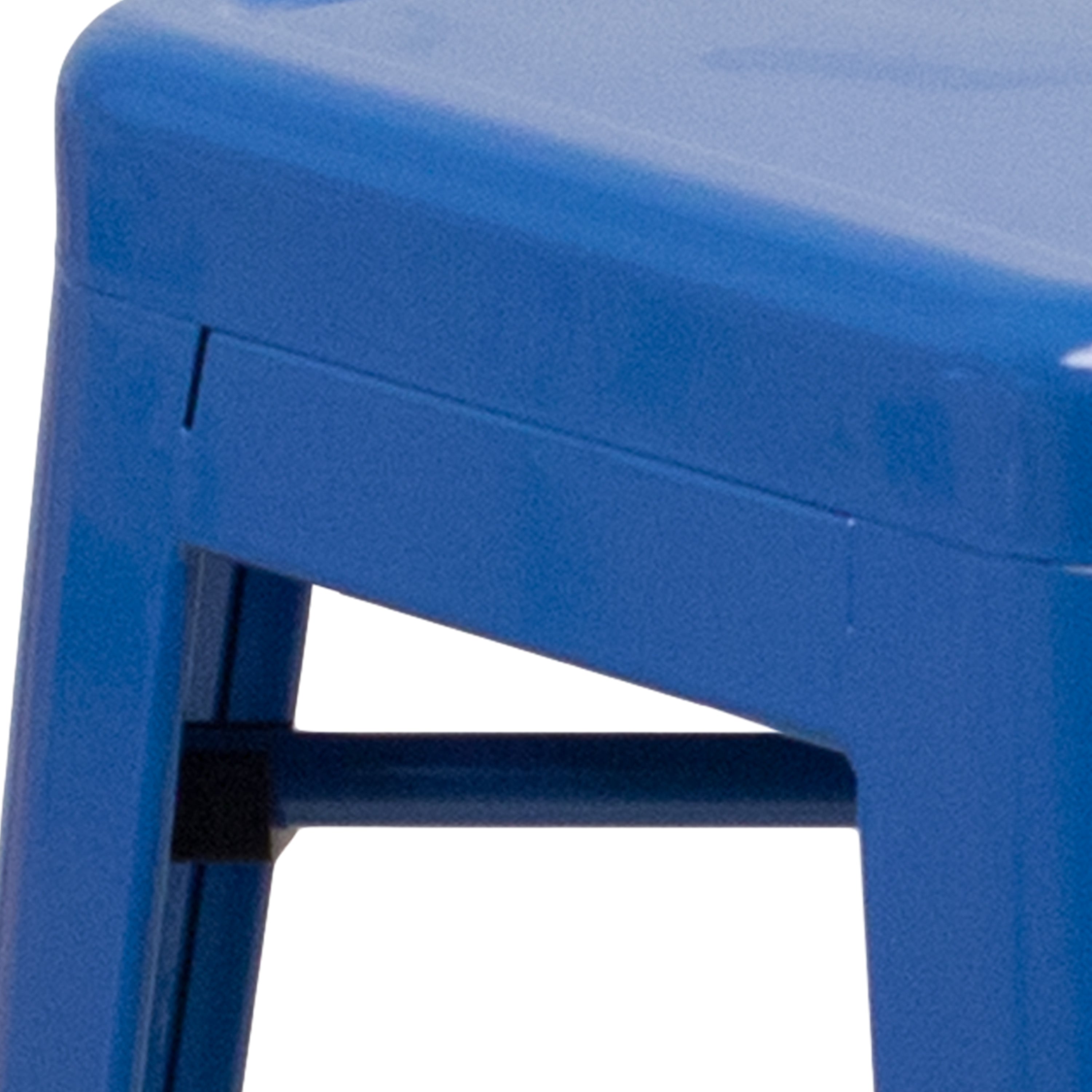 Kai Commercial Grade 24" High Backless Blue Metal Indoor-Outdoor Counter Height Stool with Square Seat