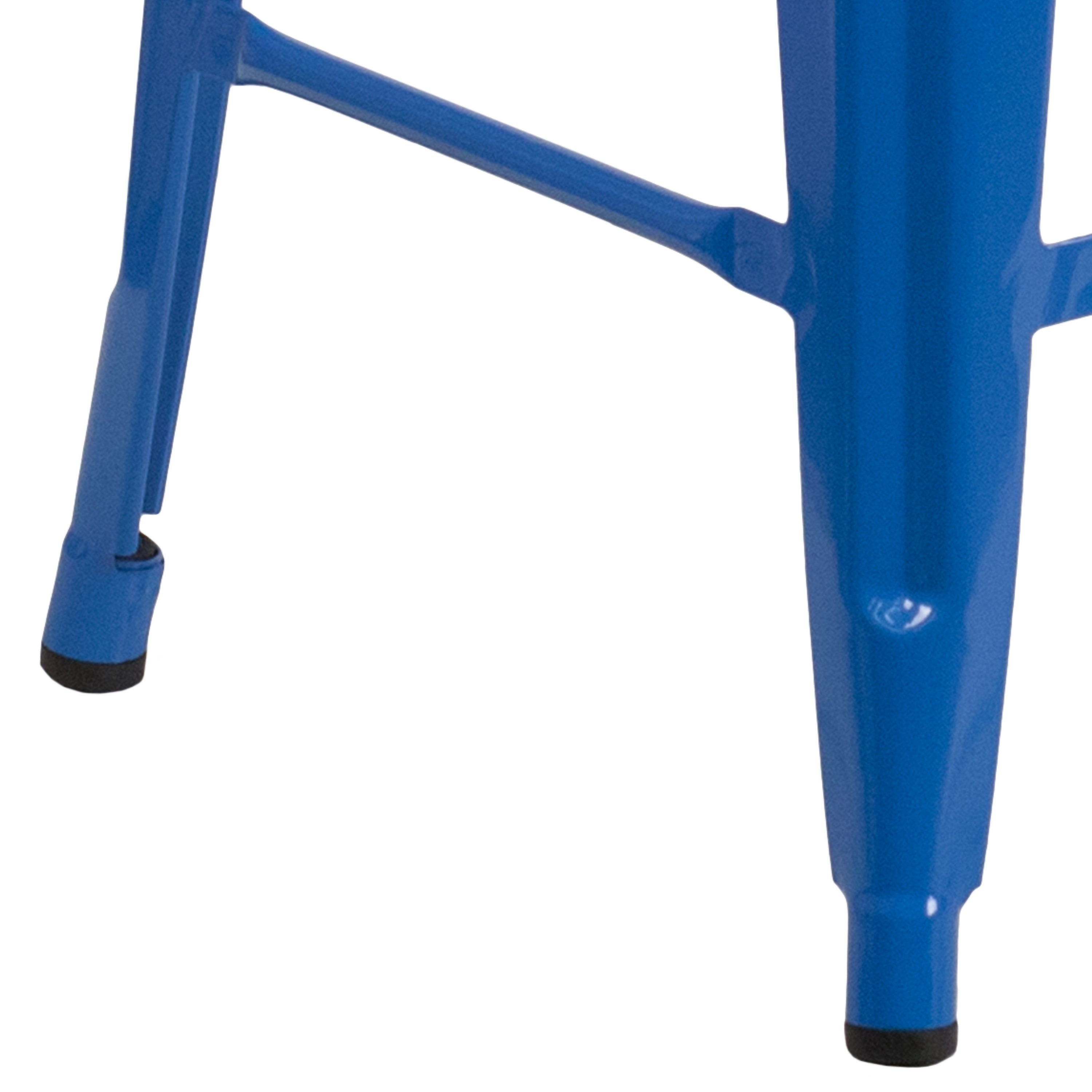 Lily 24" High Backless Blue Metal Counter Height Stool with Square Wood Seat