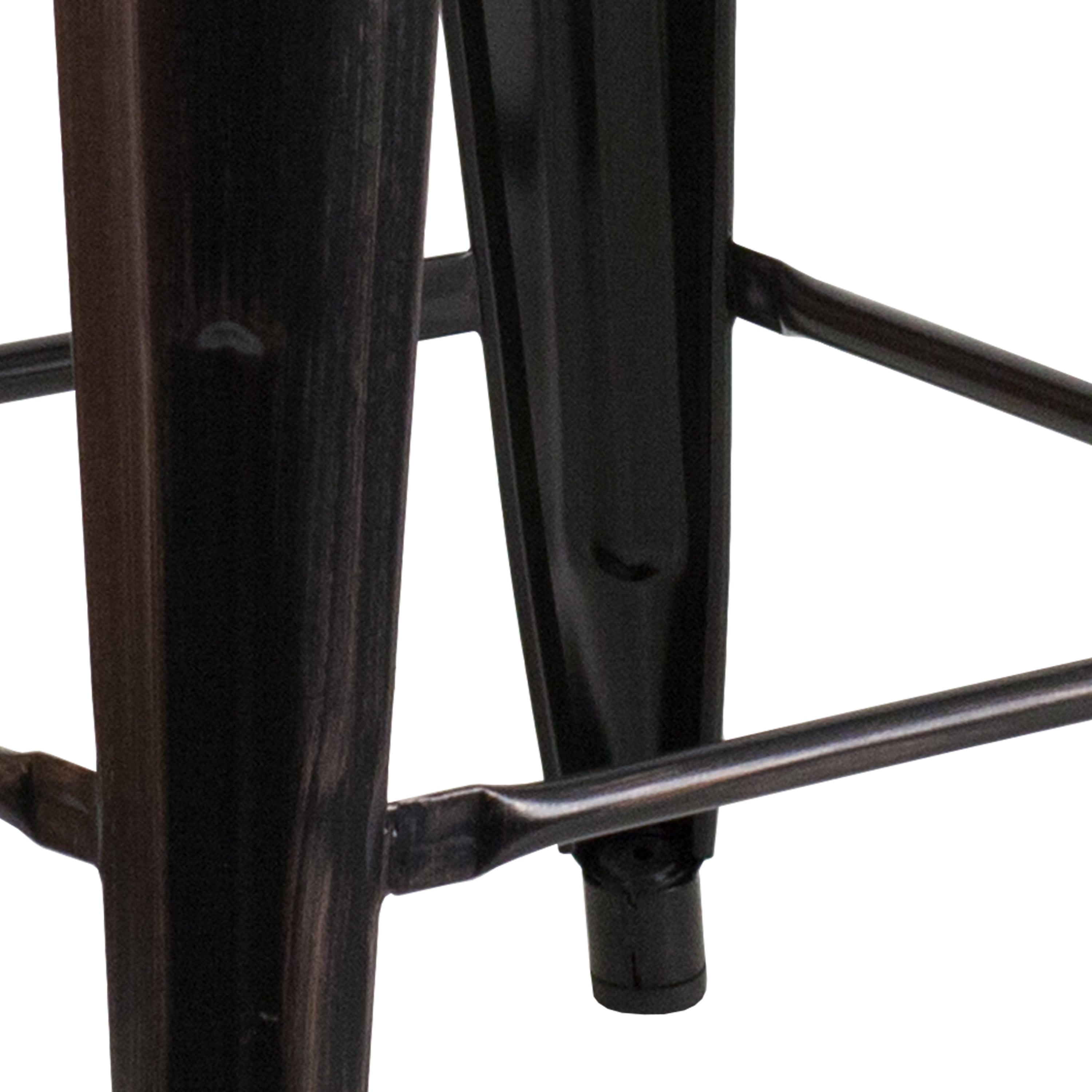 Kai Commercial Grade 24" High Backless Black-Antique Gold Metal Indoor-Outdoor Counter Height Stool with Square Seat