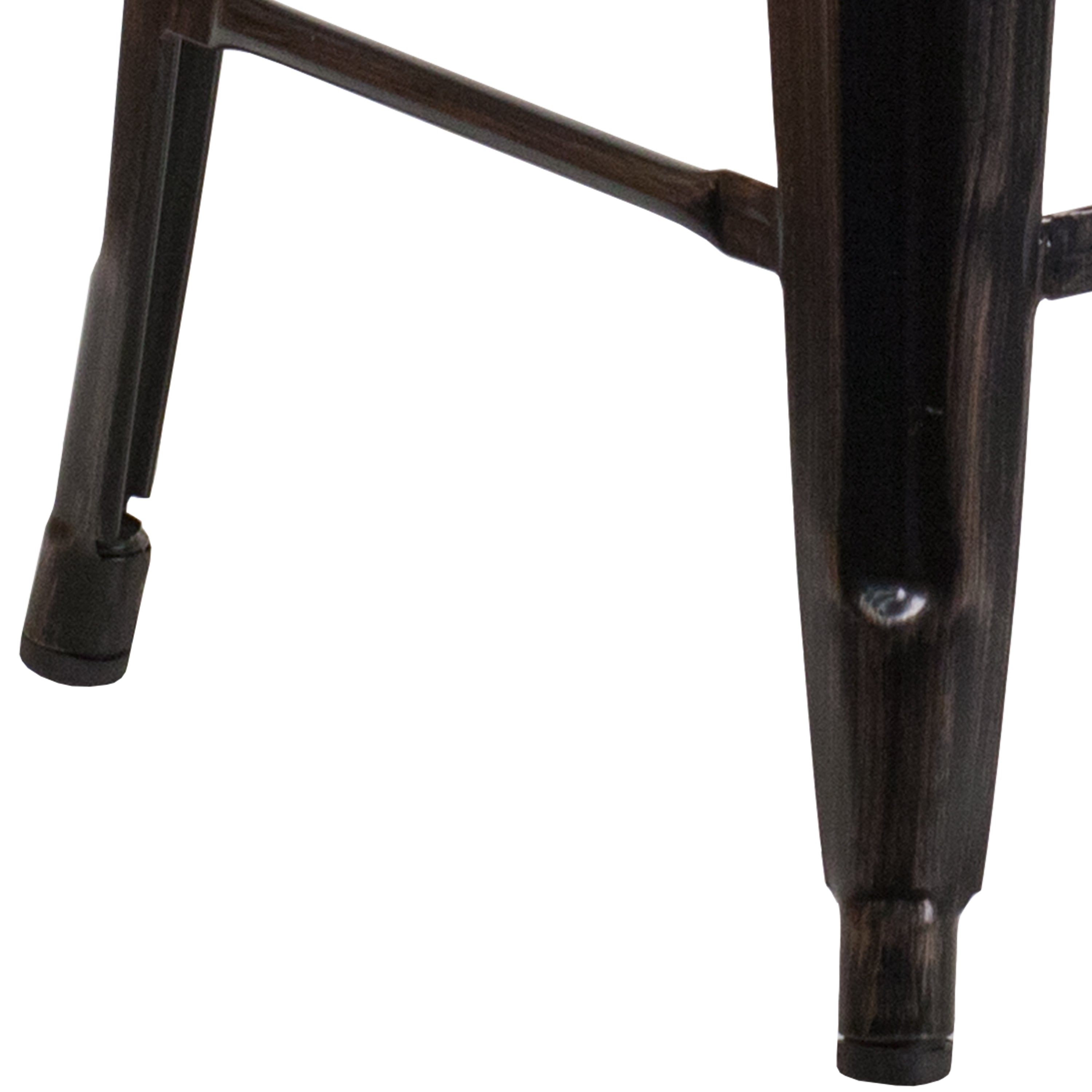 Kai Commercial Grade 24" High Backless Black-Antique Gold Metal Indoor-Outdoor Counter Height Stool with Square Seat