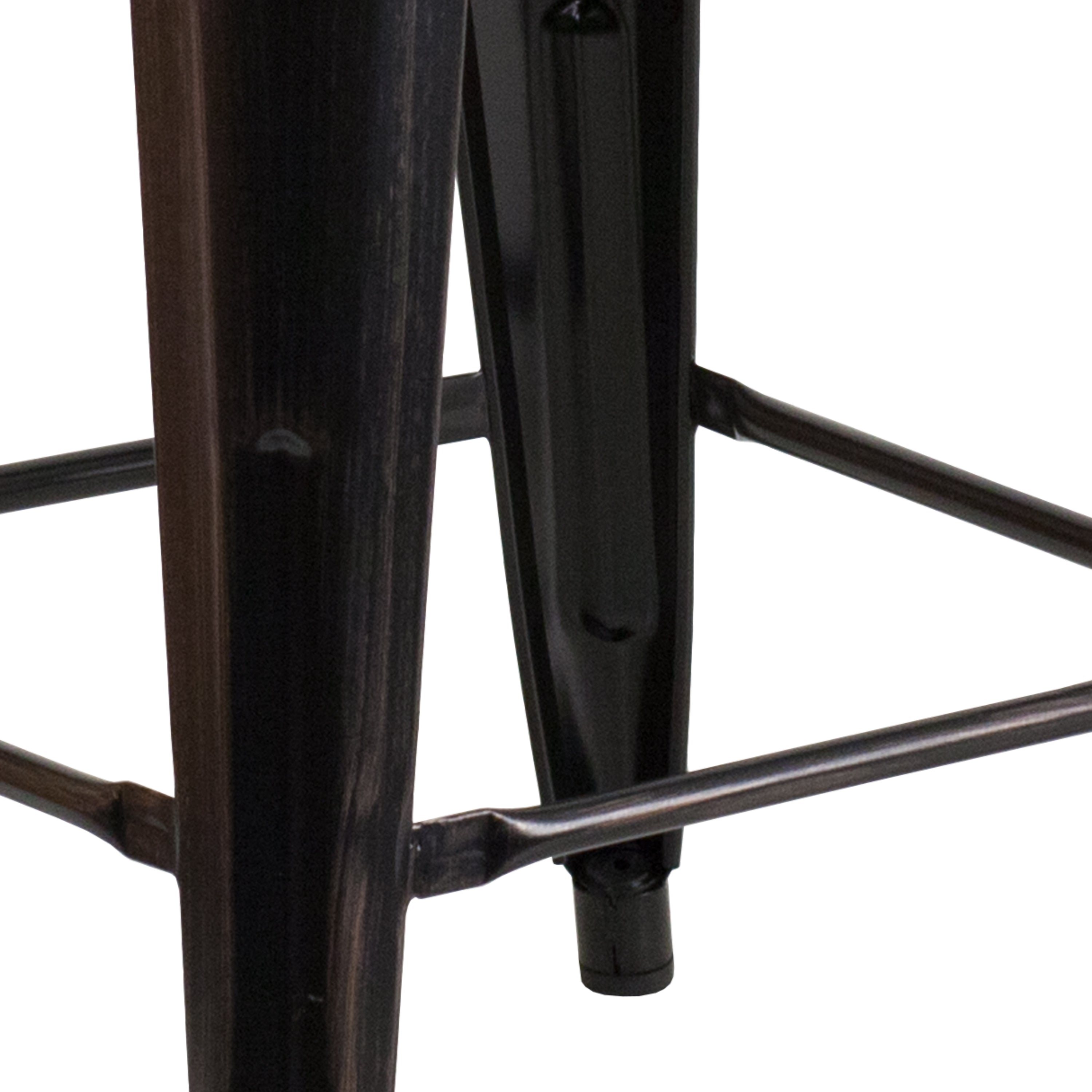Lily 24" High Backless Black-Antique Gold Metal Counter Height Stool with Square Wood Seat