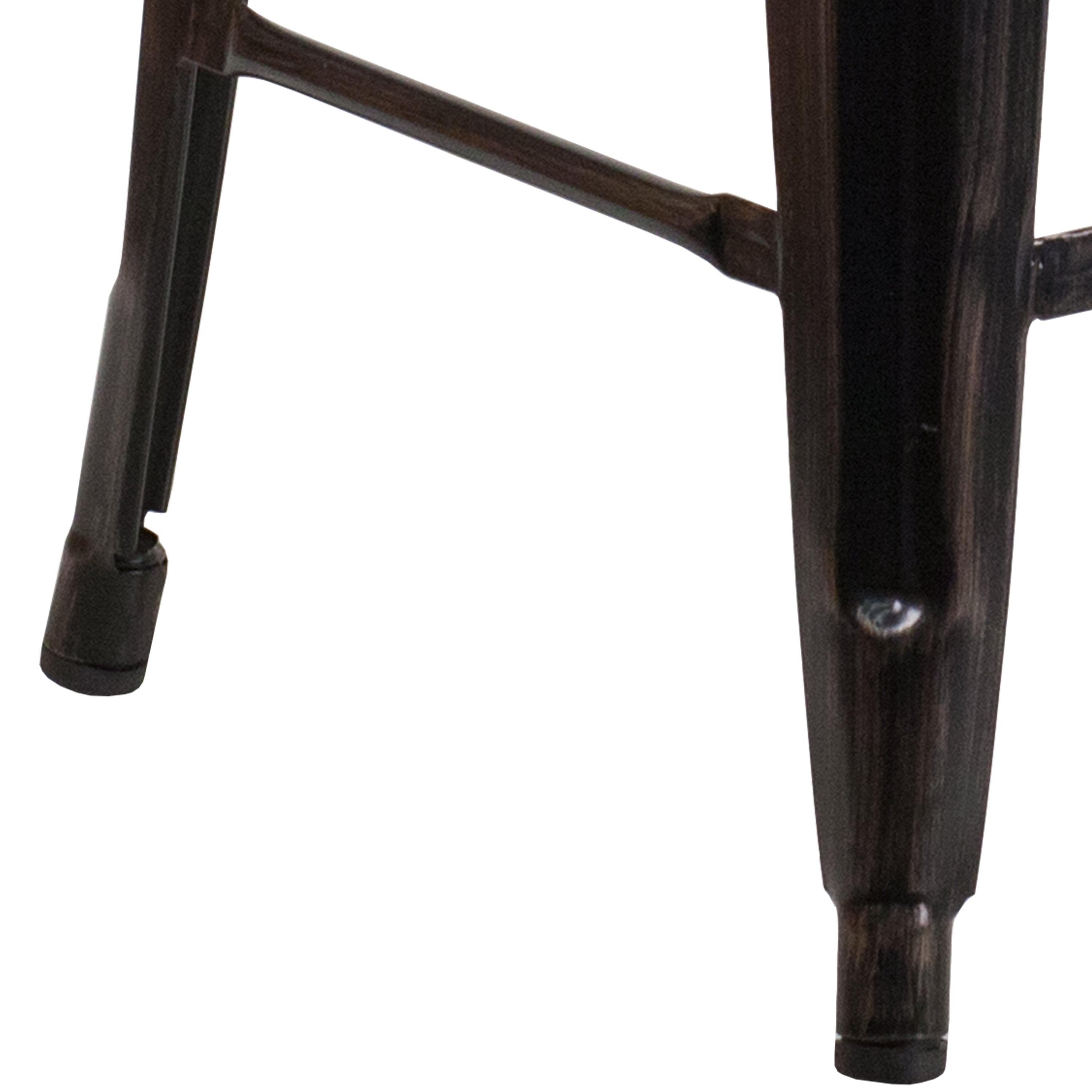 Lily 24" High Backless Black-Antique Gold Metal Counter Height Stool with Square Wood Seat