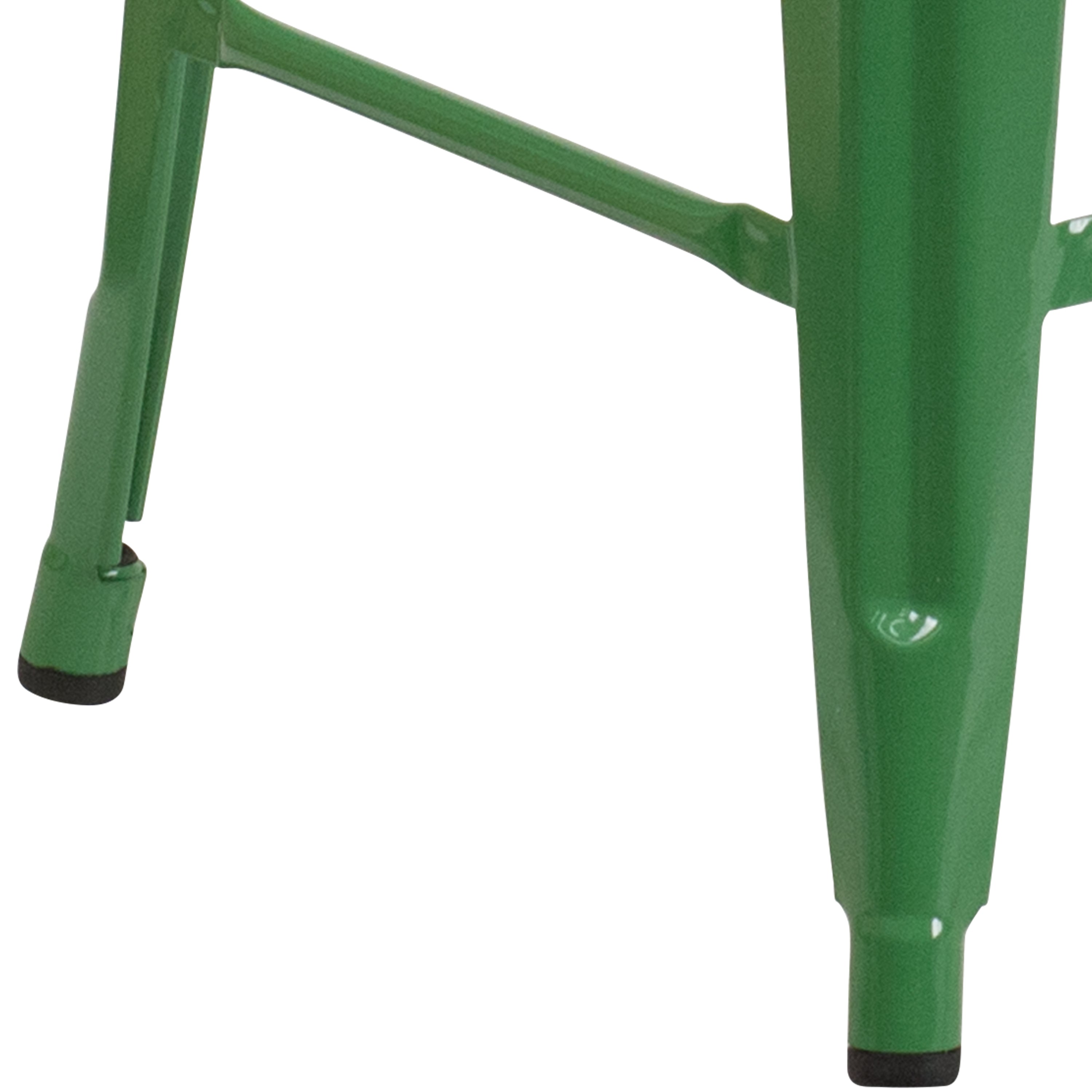 Kai Commercial Grade 24" High Backless Green Metal Indoor-Outdoor Counter Height Stool with Square Seat