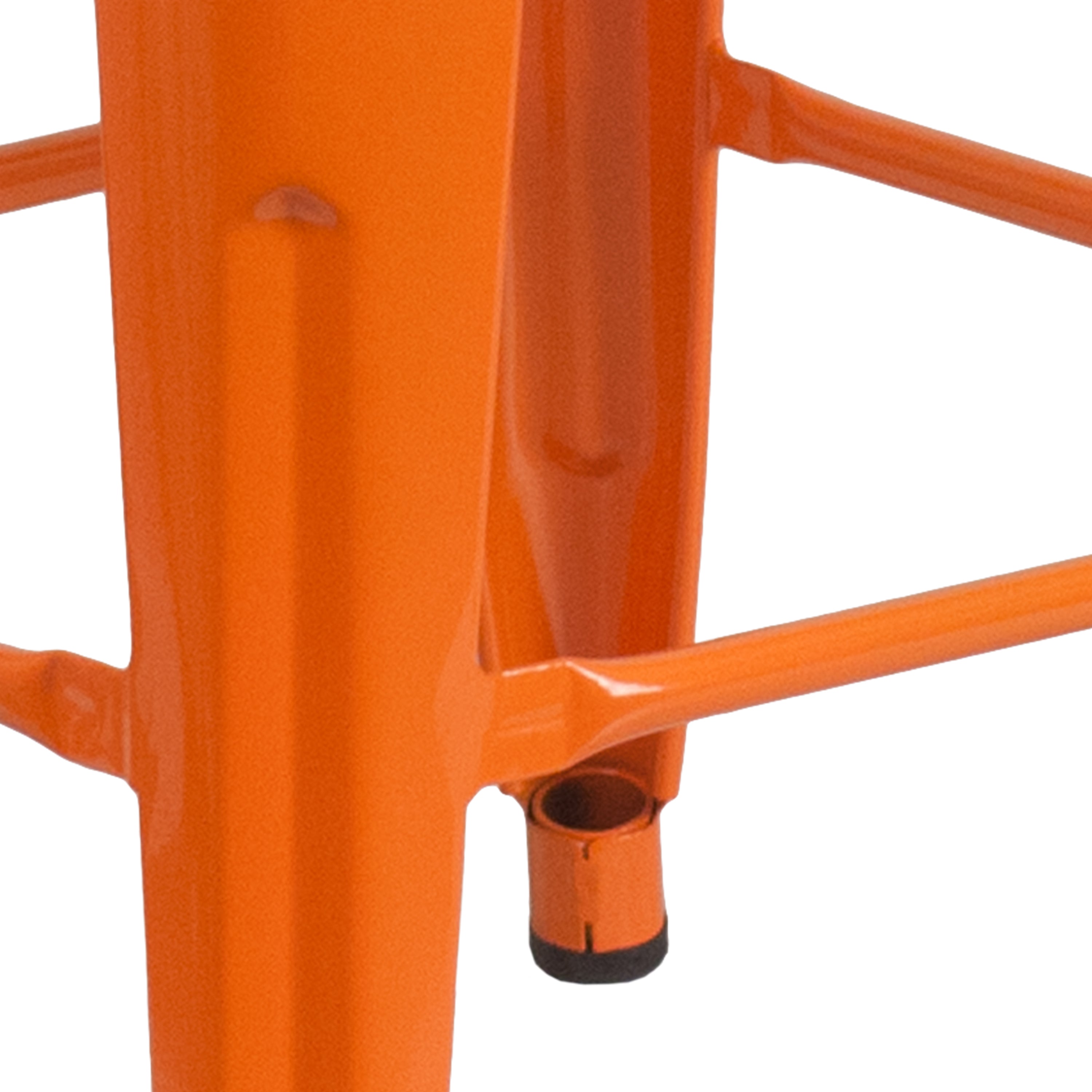 Kai Commercial Grade 24" High Backless Orange Metal Indoor-Outdoor Counter Height Stool with Square Seat