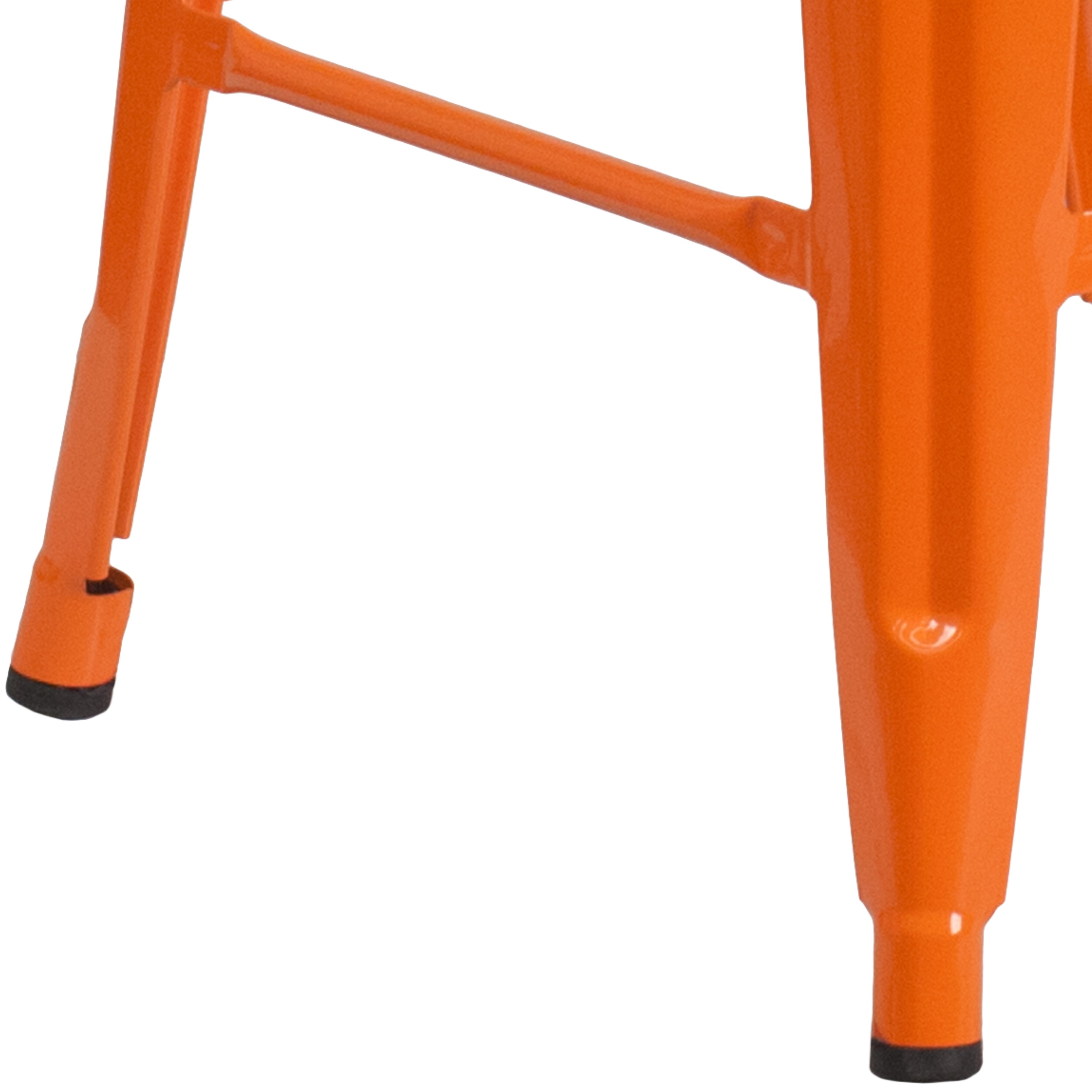 Lily 24" High Backless Orange Metal Counter Height Stool with Square Wood Seat