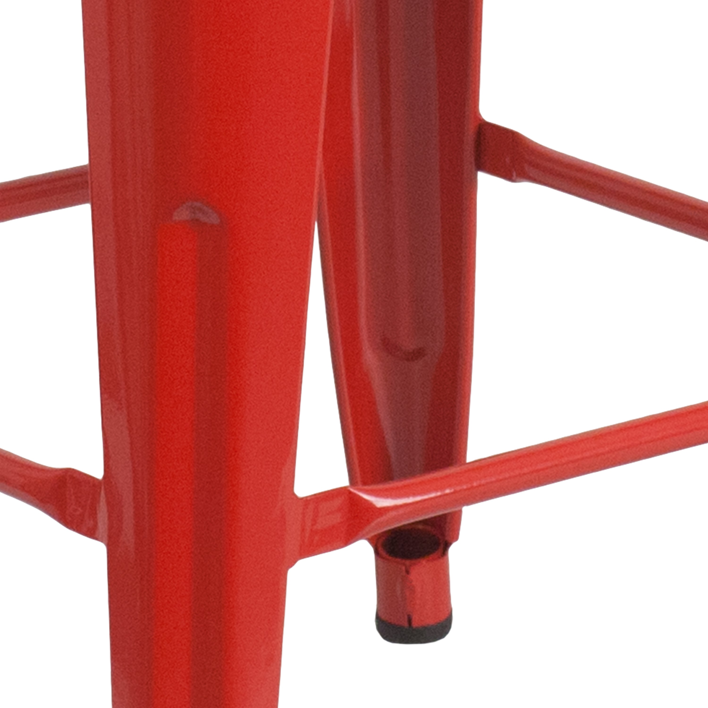 Kai Commercial Grade 24" High Backless Red Metal Indoor-Outdoor Counter Height Stool with Square Seat