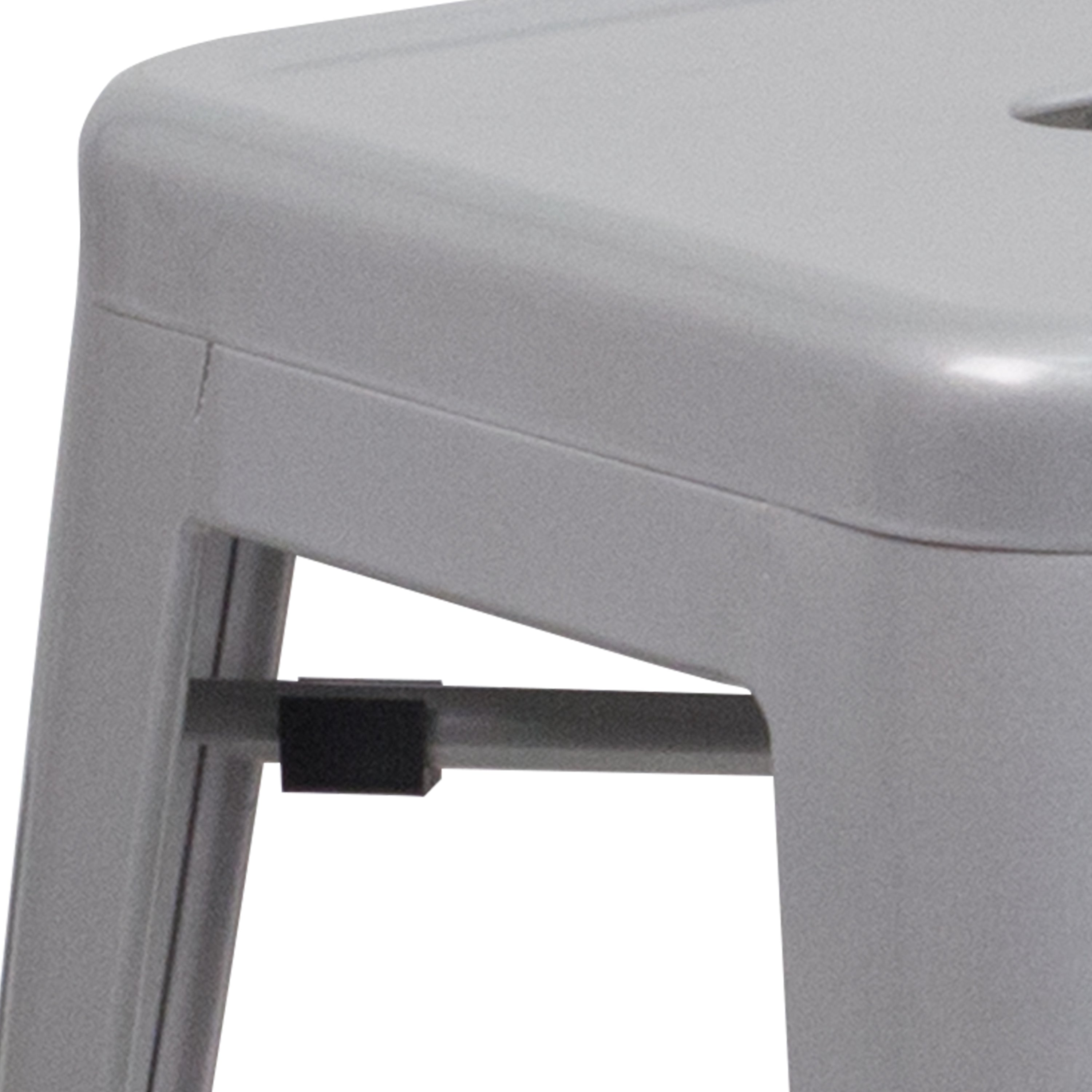 Kai Commercial Grade 24" High Backless Silver Metal Indoor-Outdoor Counter Height Stool with Square Seat