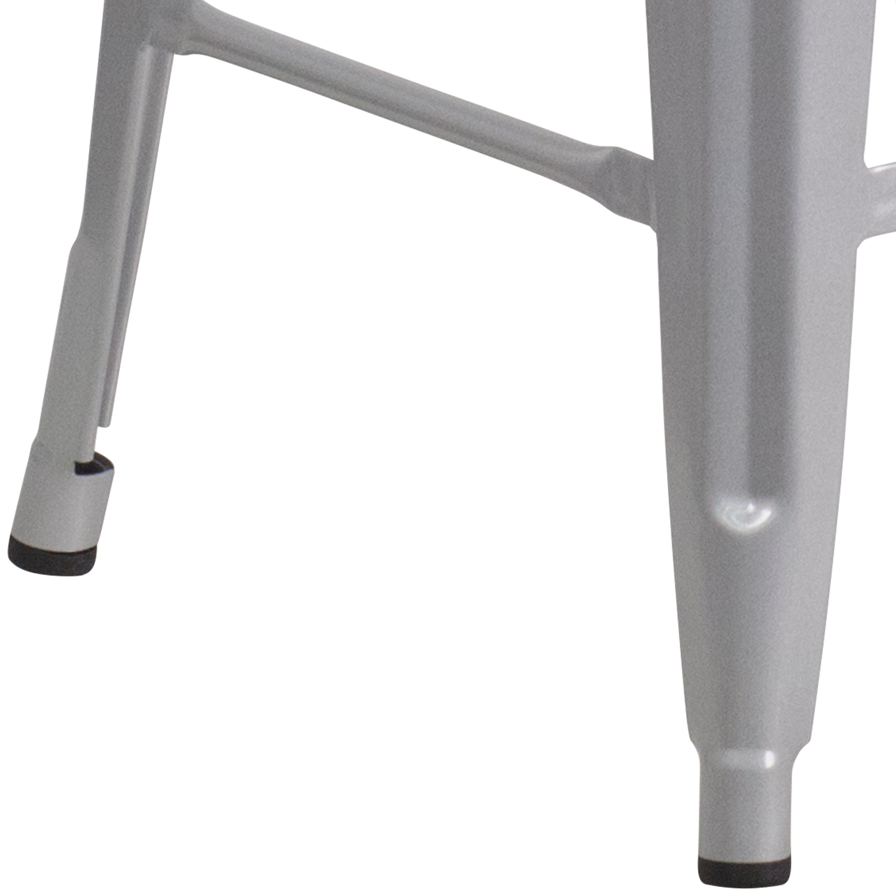 Kai Commercial Grade 24" High Backless Silver Metal Indoor-Outdoor Counter Height Stool with Square Seat