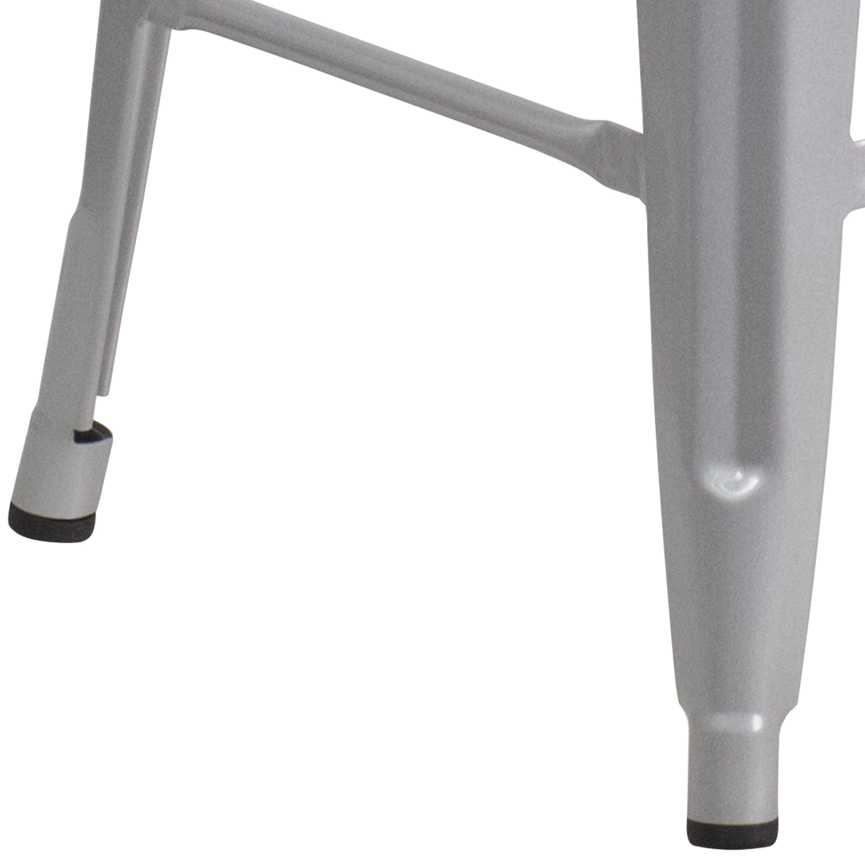 Lily 24" High Backless Silver Metal Counter Height Stool with Square Wood Seat