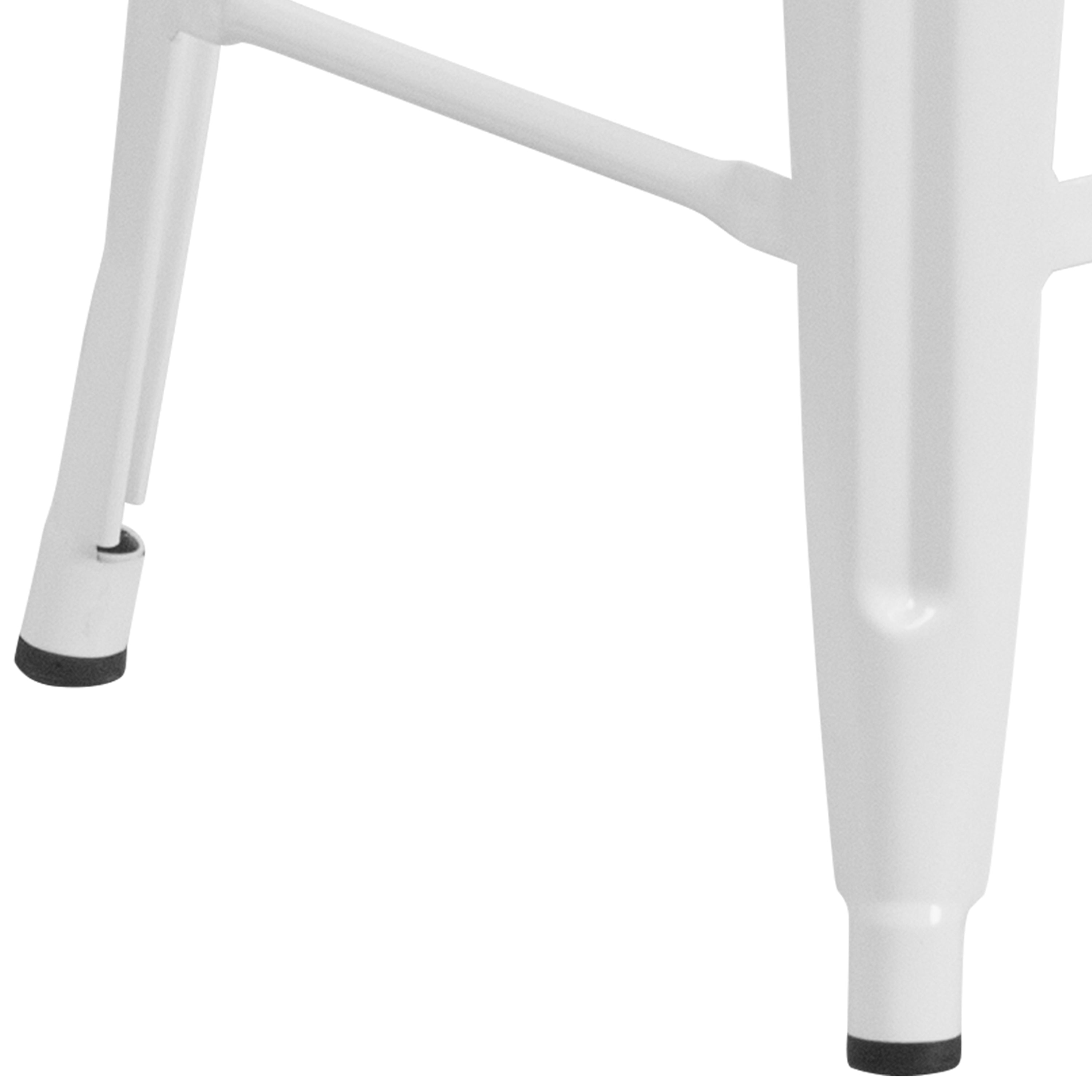 Lily 24" High Backless White Metal Counter Height Stool with Square Wood Seat