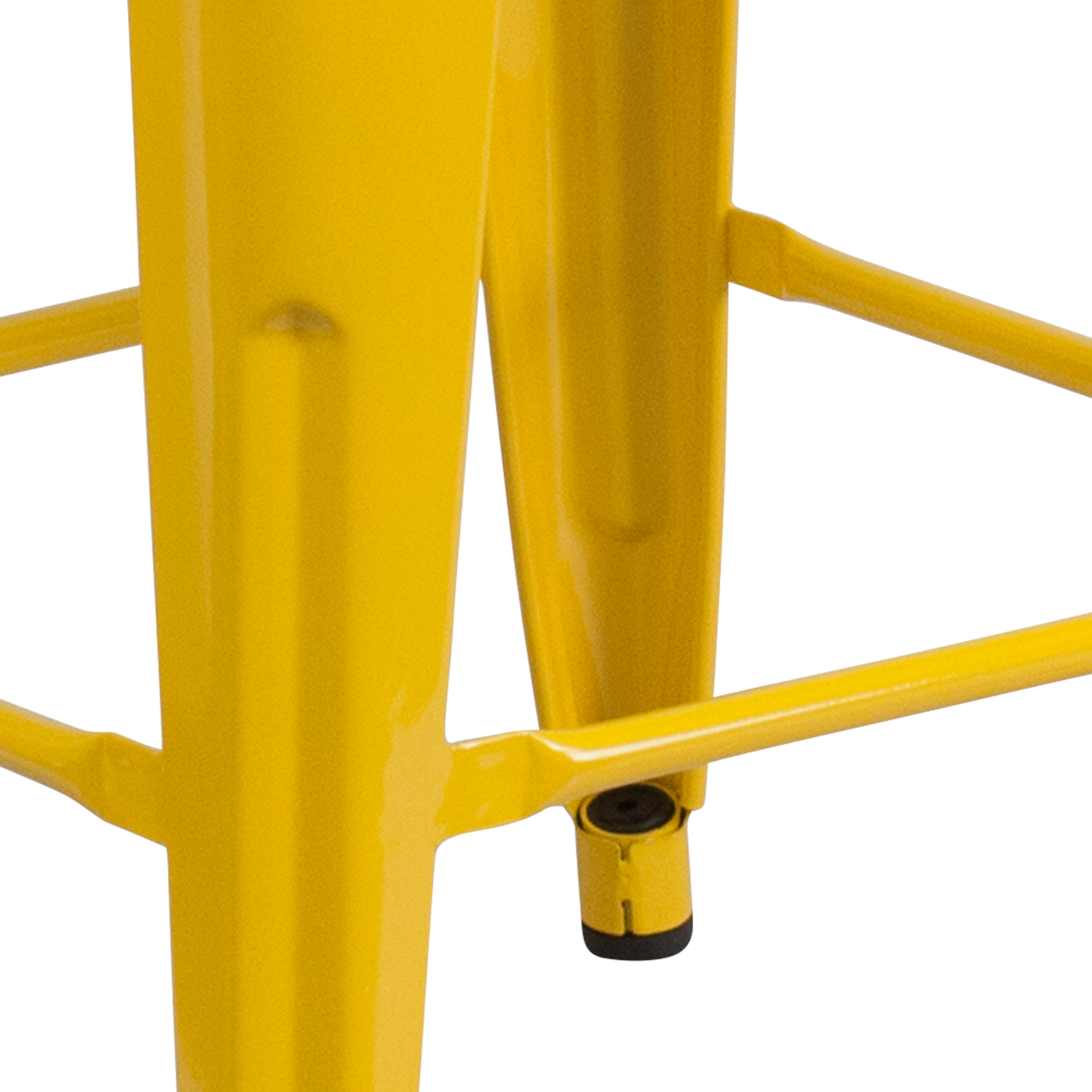 Kai Commercial Grade 24" High Backless Yellow Metal Indoor-Outdoor Counter Height Stool with Square Seat