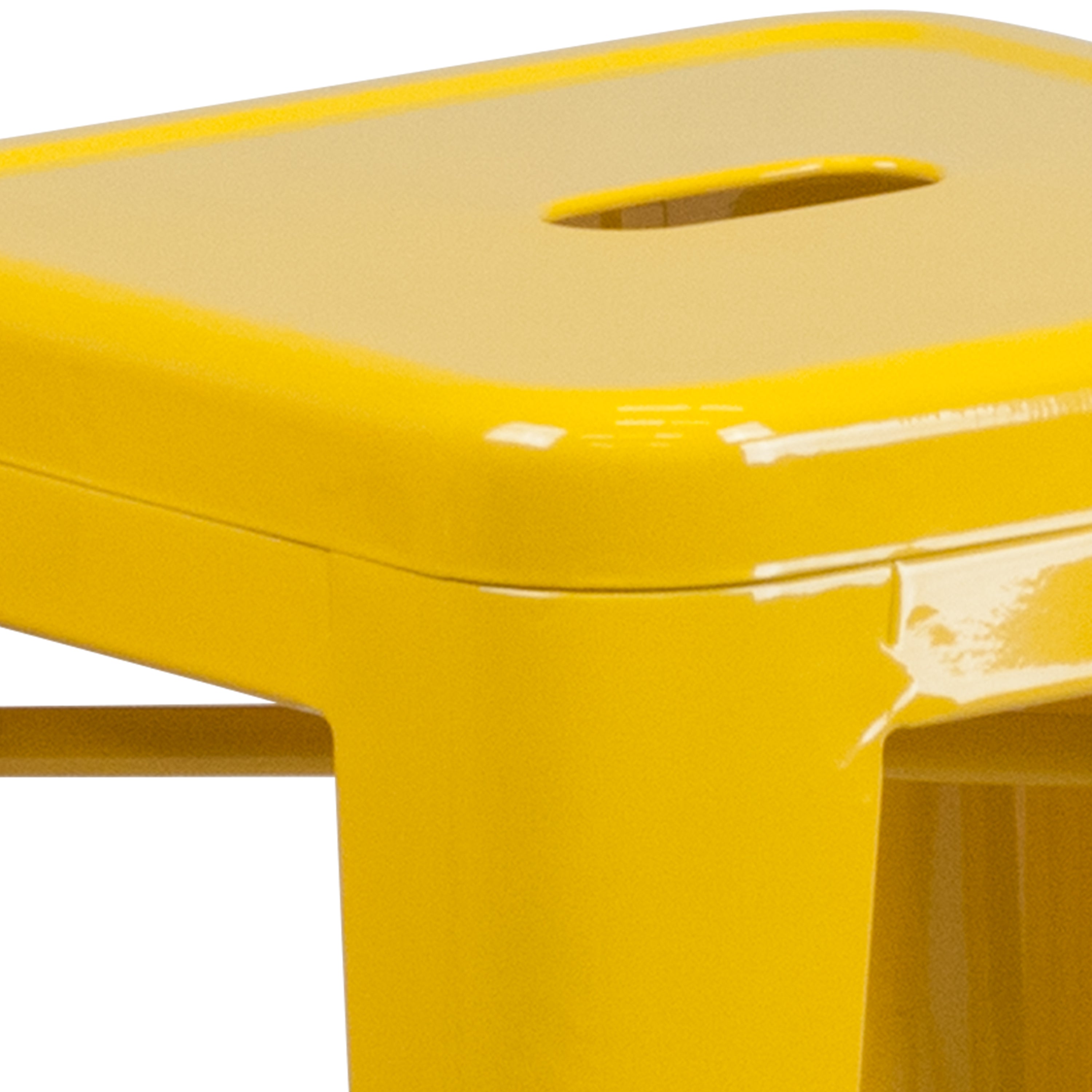 Kai Commercial Grade 24" High Backless Yellow Metal Indoor-Outdoor Counter Height Stool with Square Seat