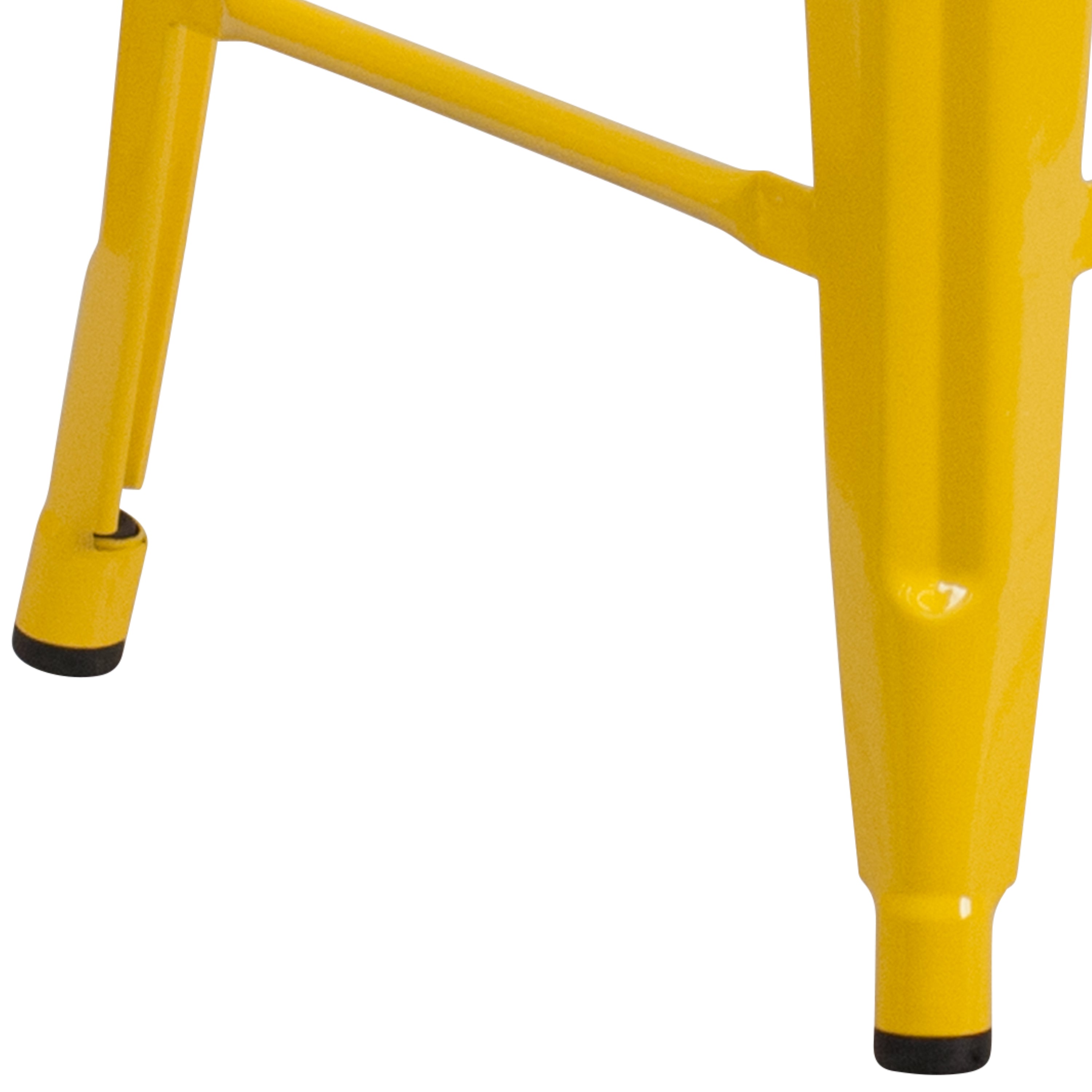 Lily 24" High Backless Yellow Metal Counter Height Stool with Square Wood Seat