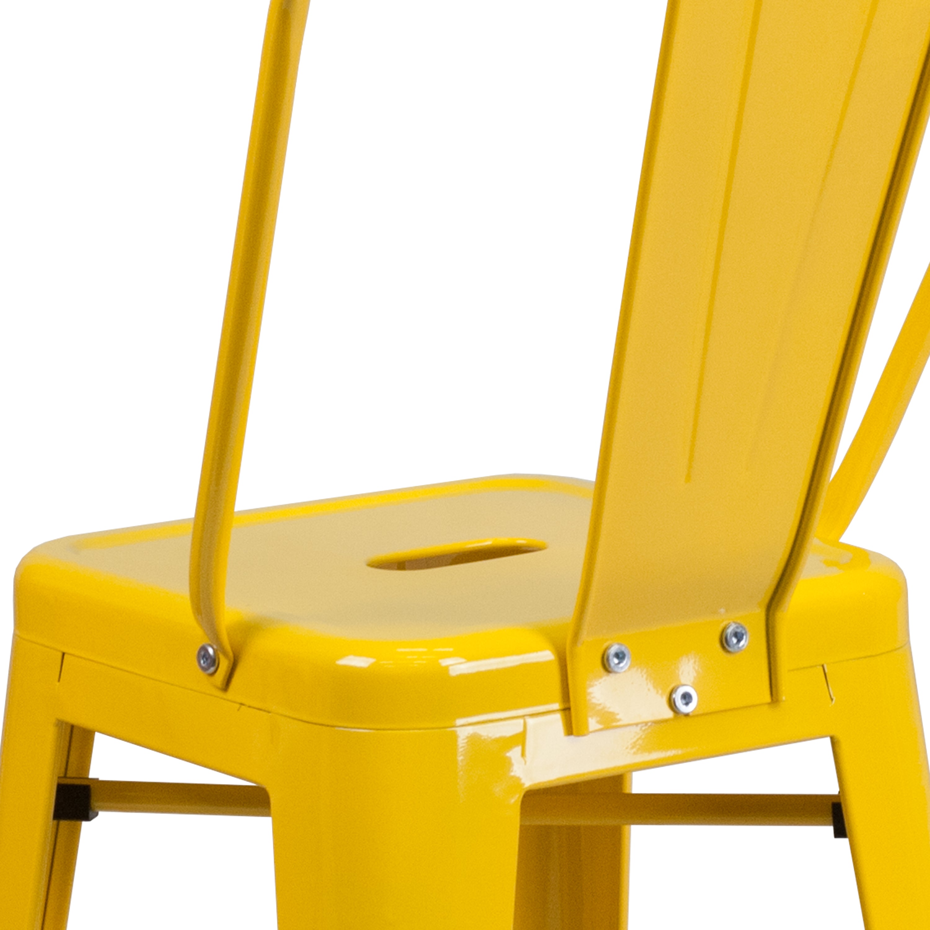 Kai Commercial Grade 24" High Yellow Metal Indoor-Outdoor Counter Height Stool with Removable Back