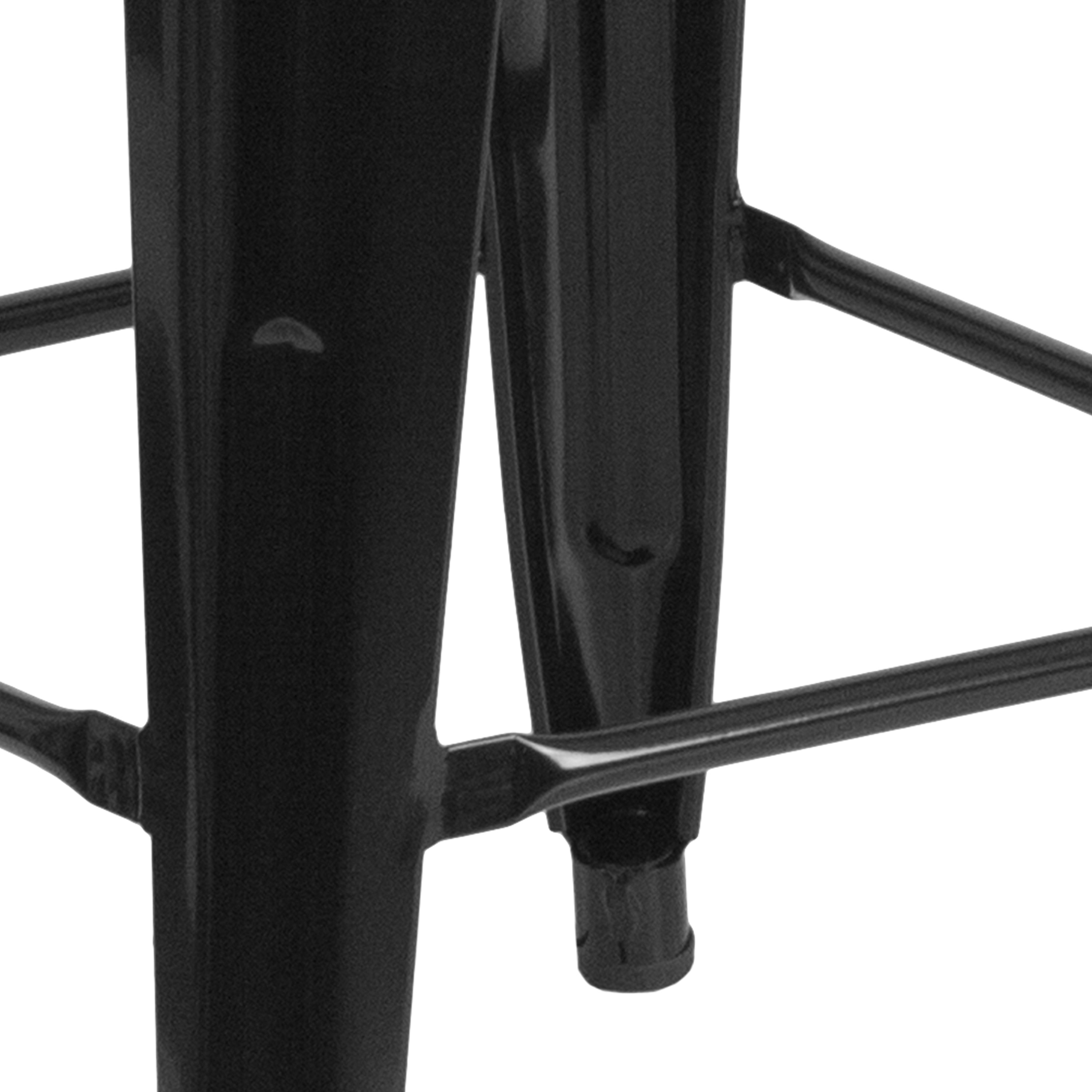 Kai Commercial Grade 30" High Backless Black Metal Indoor-Outdoor Barstool with Square Seat