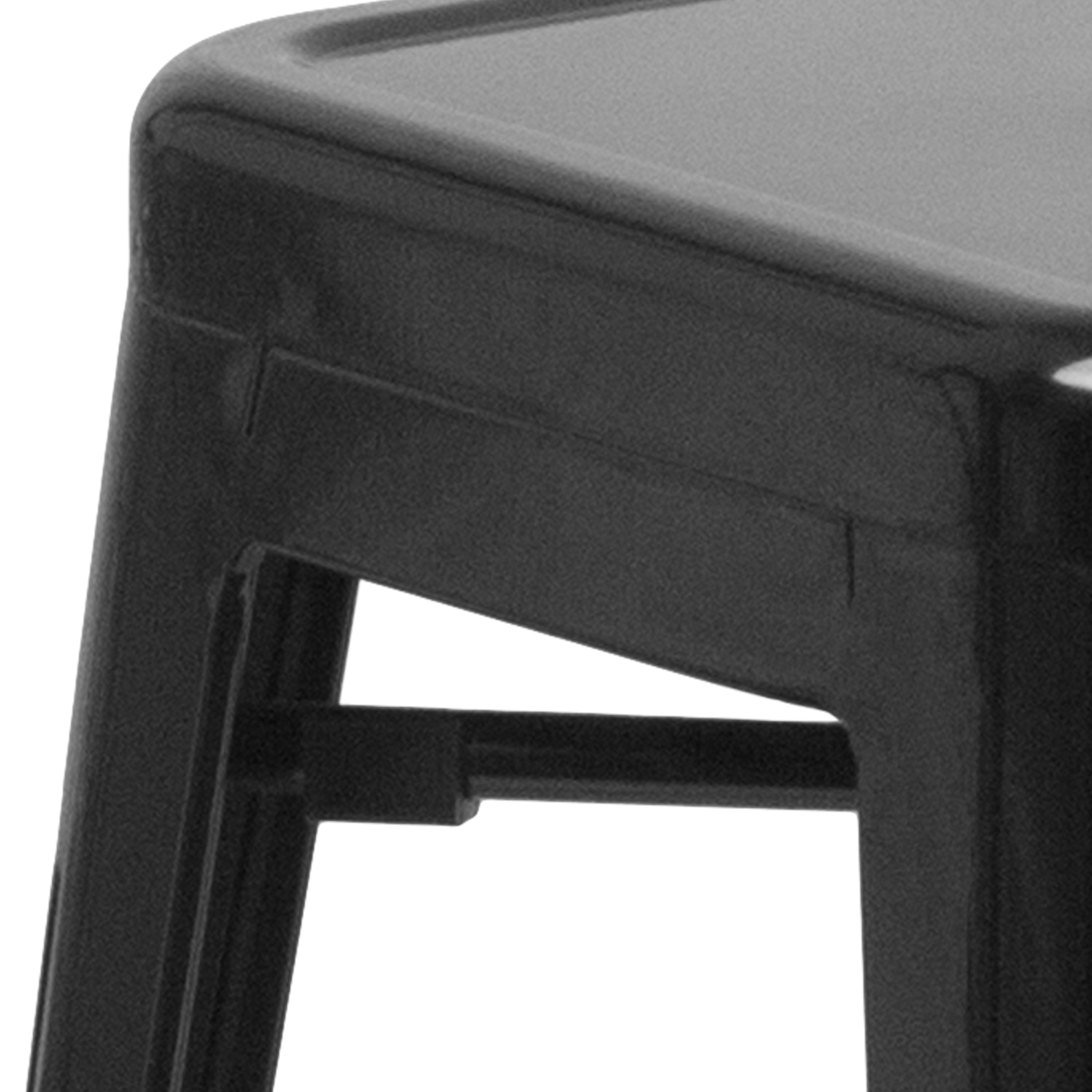 Kai Commercial Grade 30" High Backless Black Metal Indoor-Outdoor Barstool with Square Seat