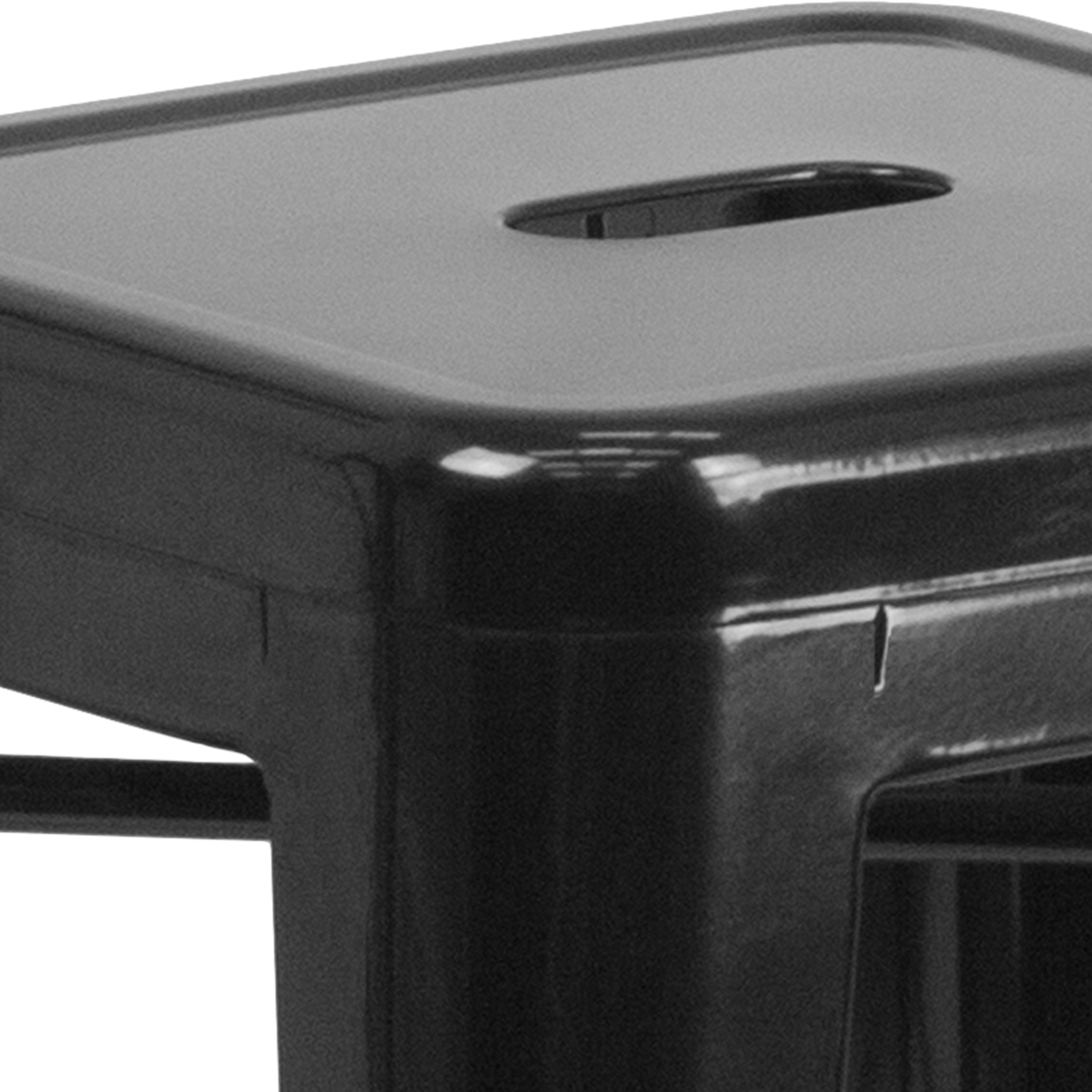 Kai Commercial Grade 30" High Backless Black Metal Indoor-Outdoor Barstool with Square Seat