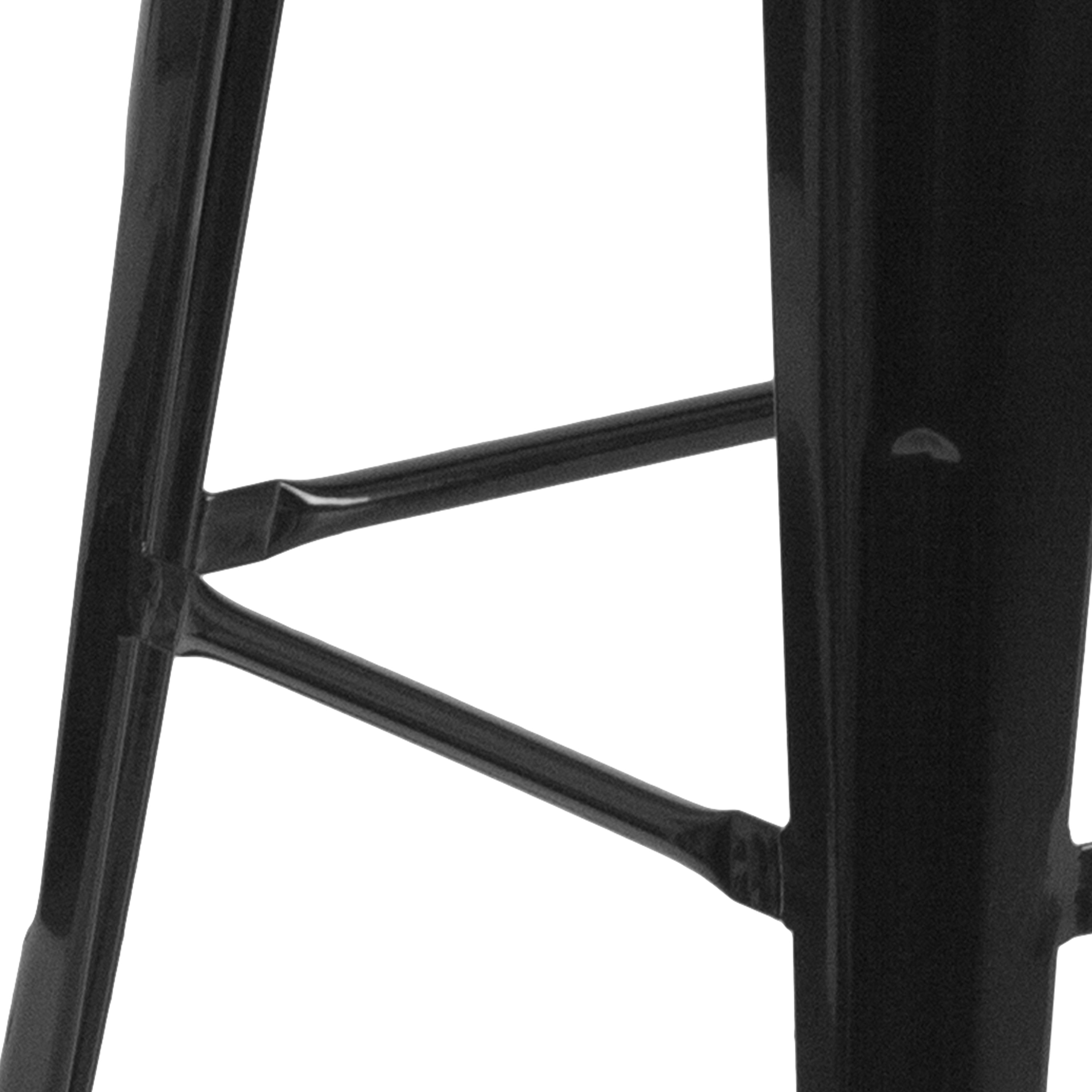 Lily 30" High Backless Black Metal Barstool with Square Wood Seat
