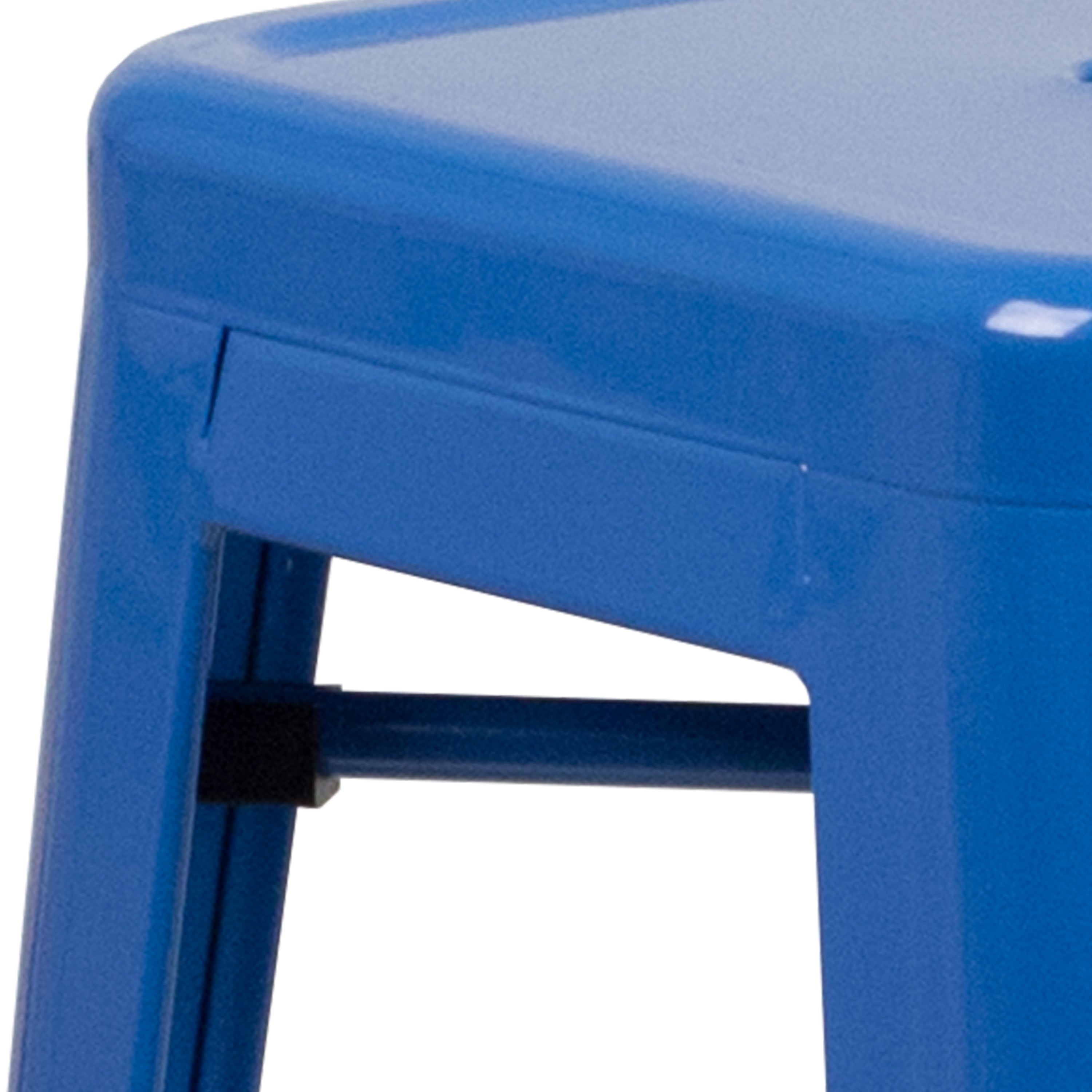 Kai Commercial Grade 30" High Backless Blue Metal Indoor-Outdoor Barstool with Square Seat