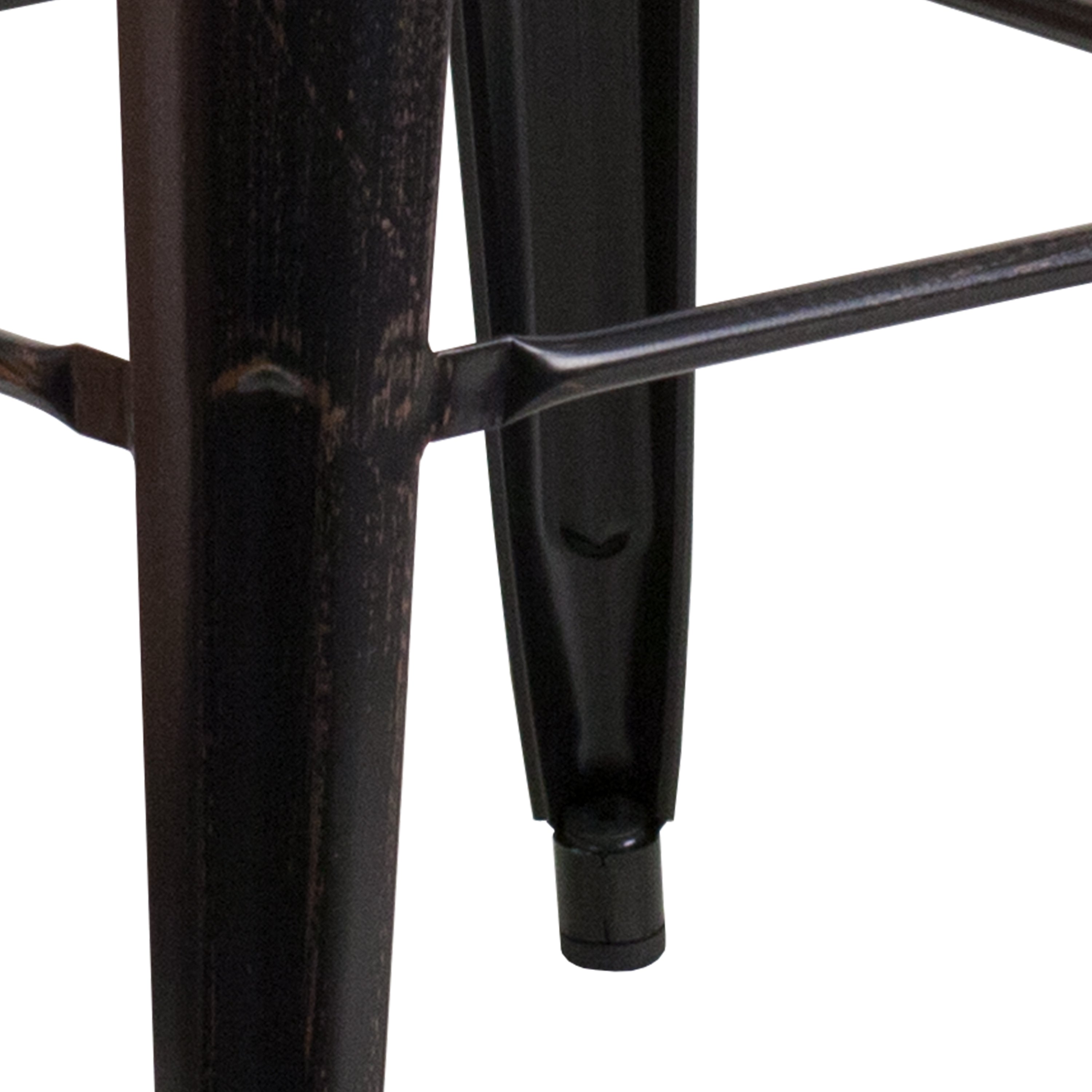 Kai Commercial Grade 30" High Backless Black-Antique Gold Metal Indoor-Outdoor Barstool with Square Seat