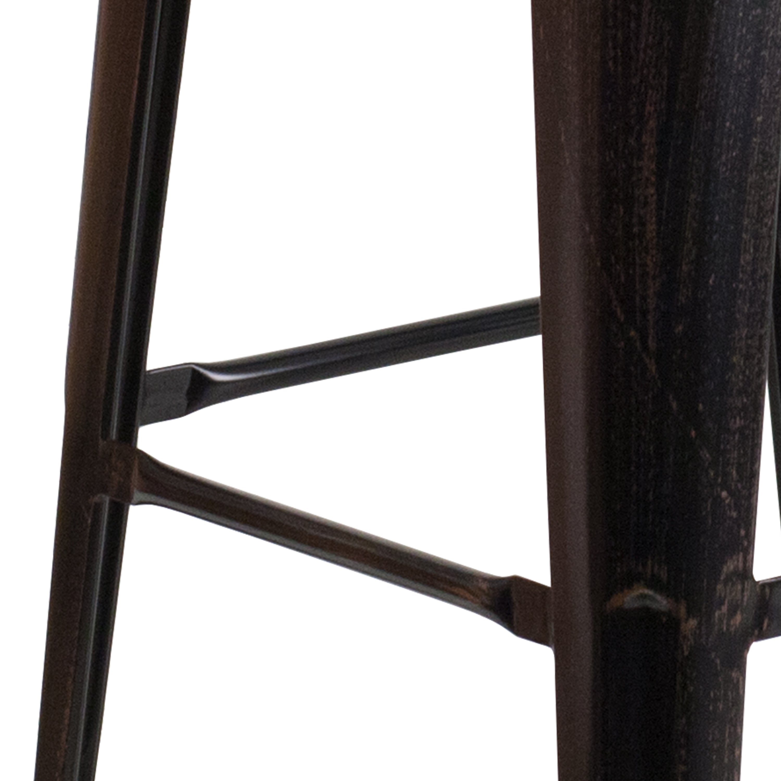 Lily 30" High Backless Black-Antique Gold Metal Barstool with Square Wood Seat