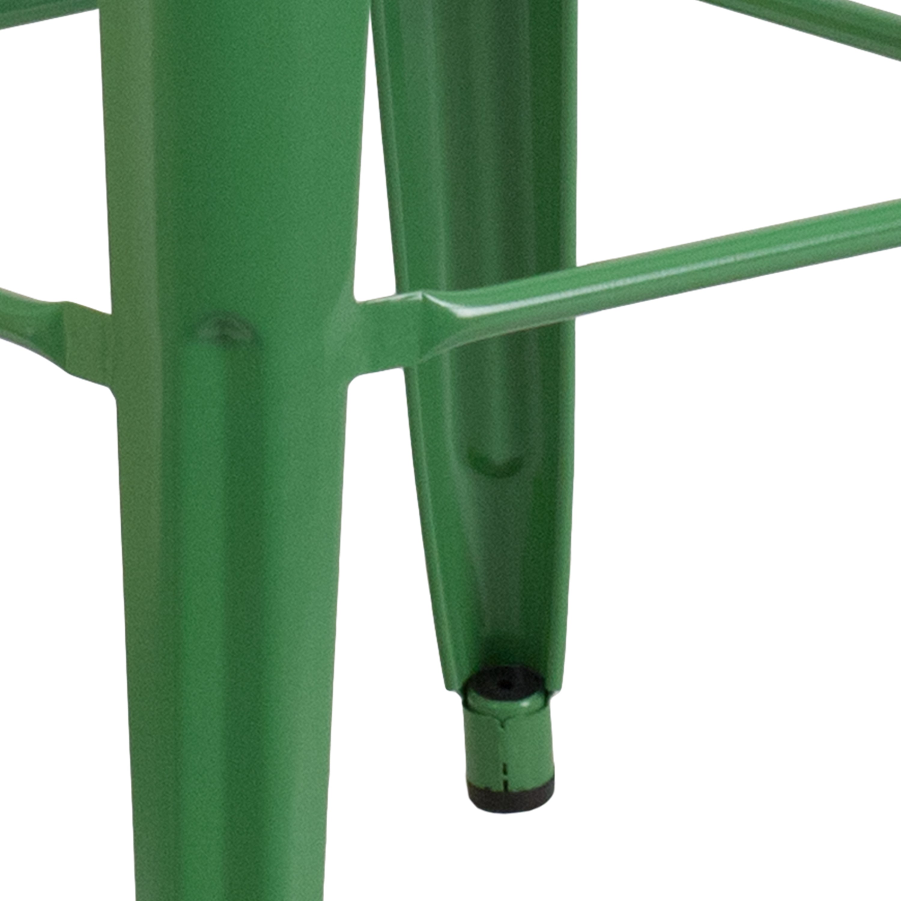 Kai Commercial Grade 30" High Backless Green Metal Indoor-Outdoor Barstool with Square Seat