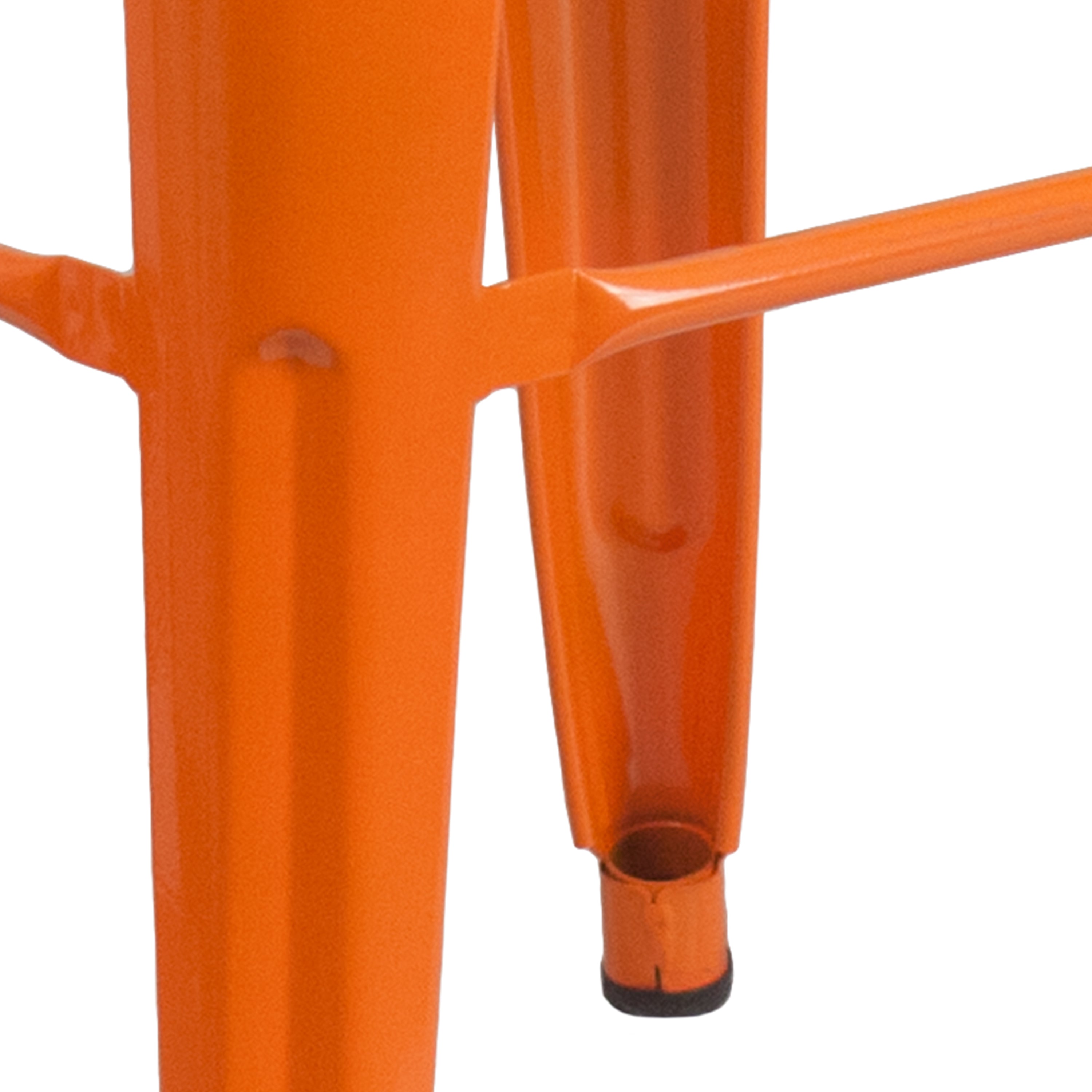 Kai Commercial Grade 30" High Backless Orange Metal Indoor-Outdoor Barstool with Square Seat