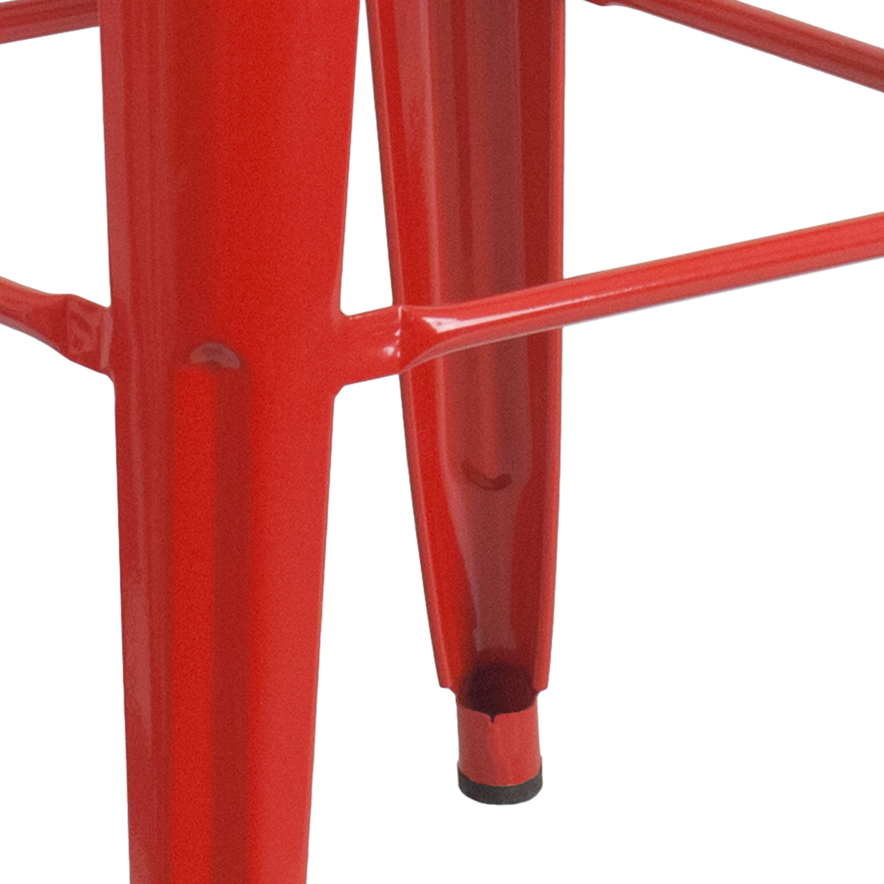 Kai Commercial Grade 30" High Backless Red Metal Indoor-Outdoor Barstool with Square Seat