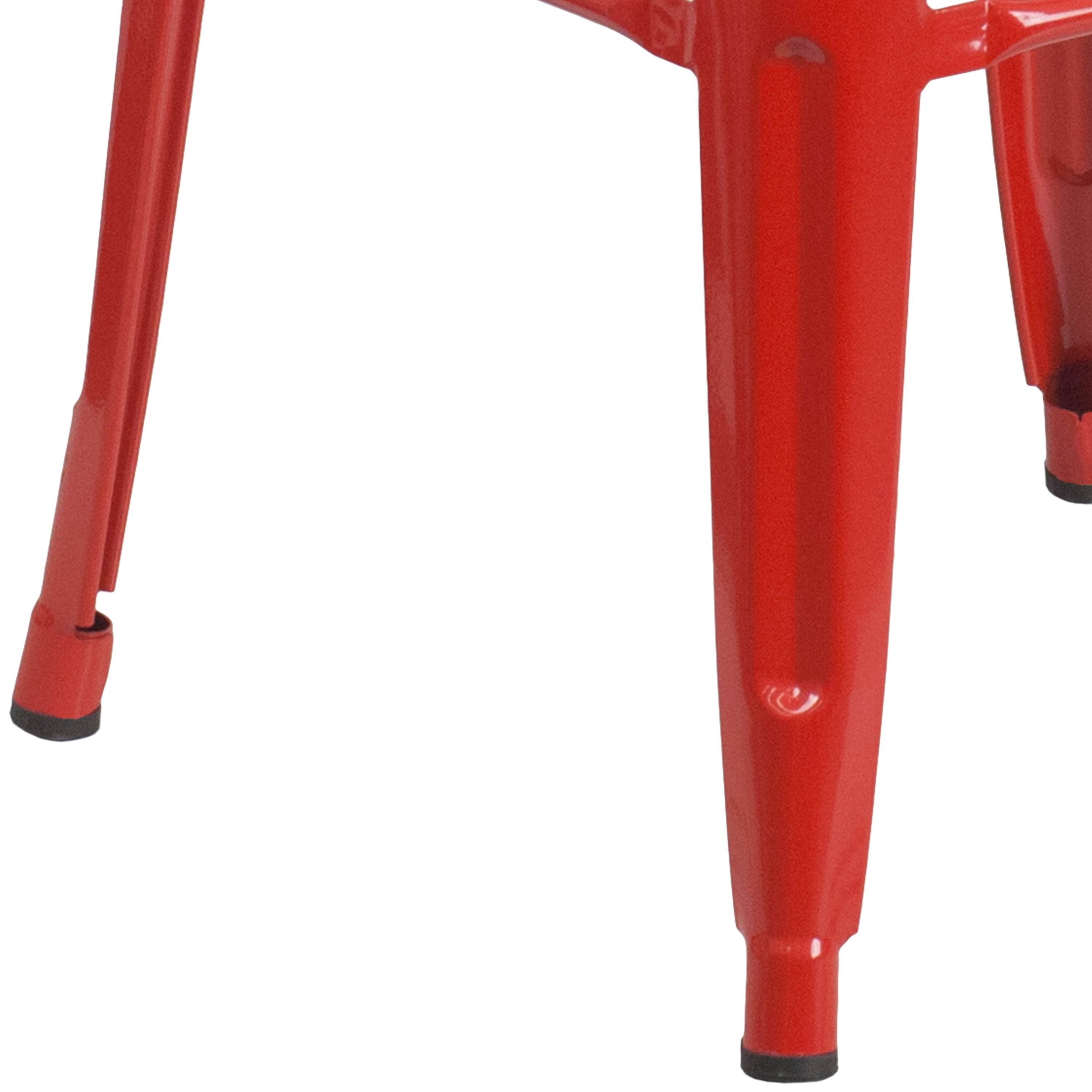 Kai Commercial Grade 30" High Backless Red Metal Indoor-Outdoor Barstool with Square Seat