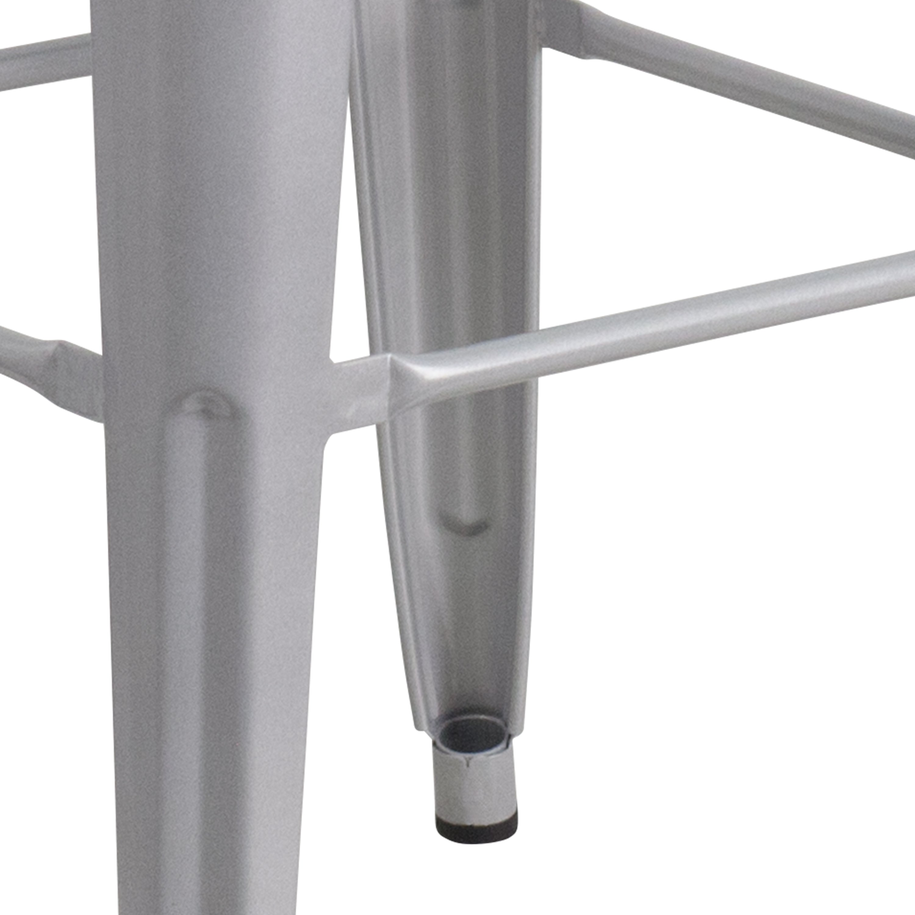 Kai Commercial Grade 30" High Backless Silver Metal Indoor-Outdoor Barstool with Square Seat