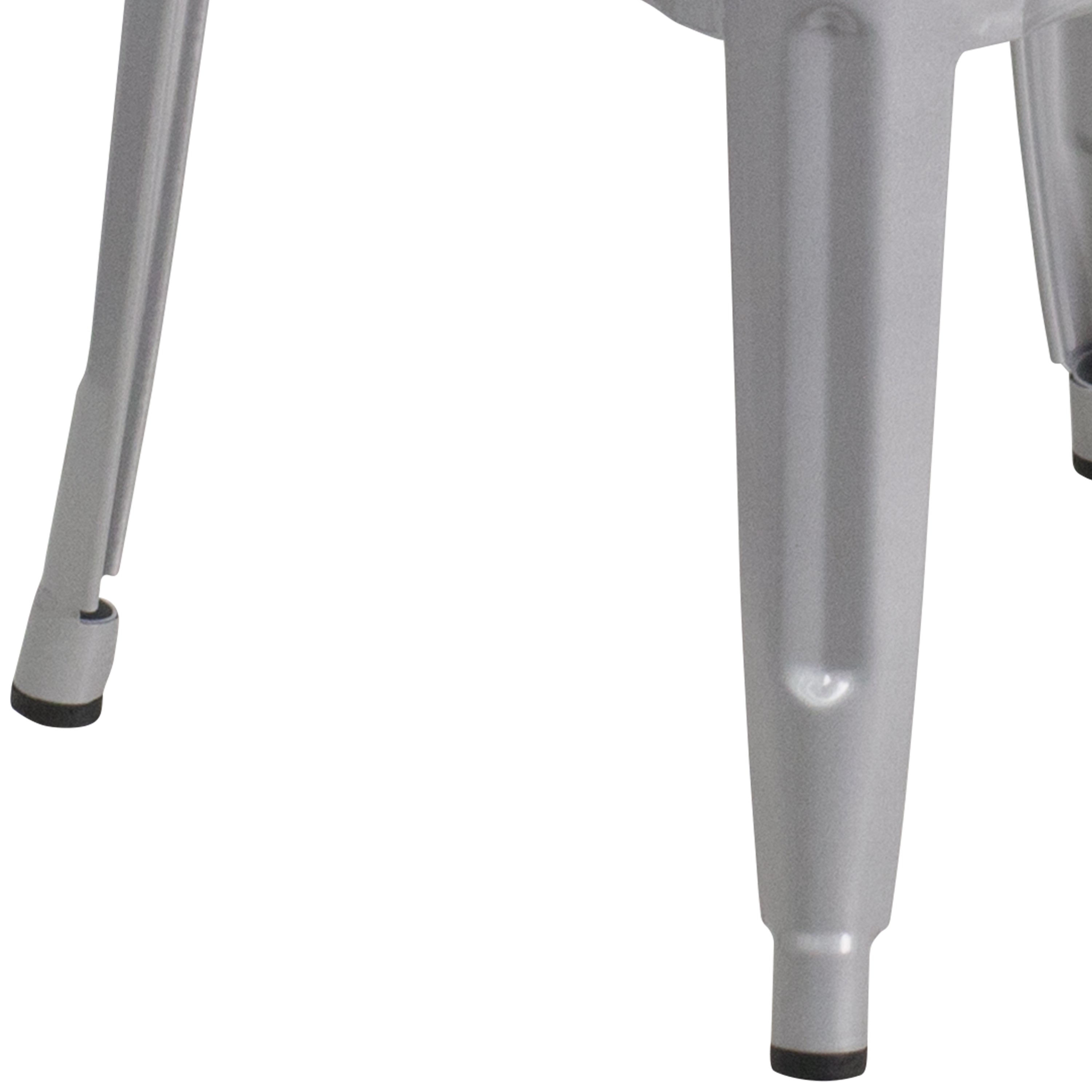 Kai Commercial Grade 30" High Backless Silver Metal Indoor-Outdoor Barstool with Square Seat