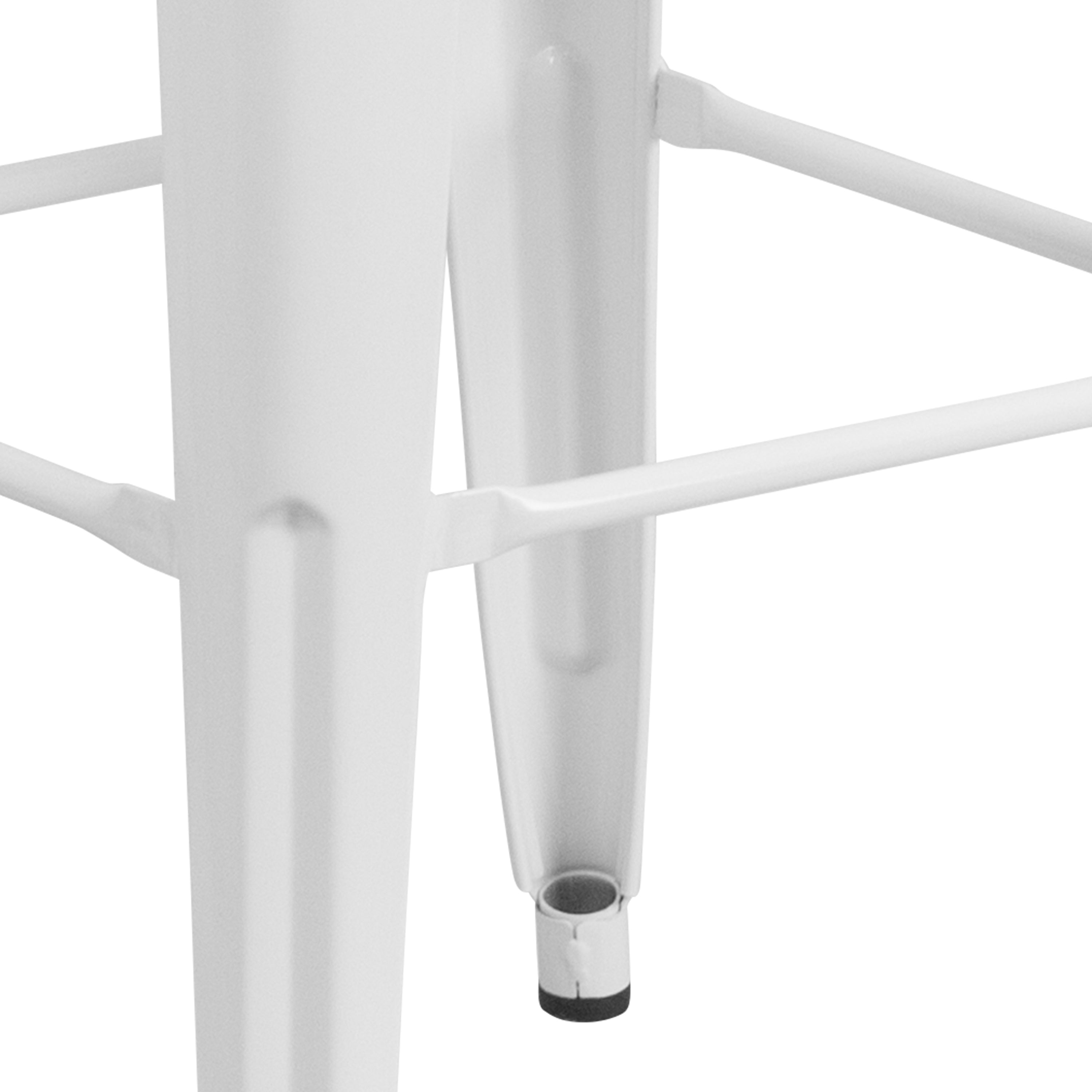 Kai Commercial Grade 30" High Backless White Metal Indoor-Outdoor Barstool with Square Seat