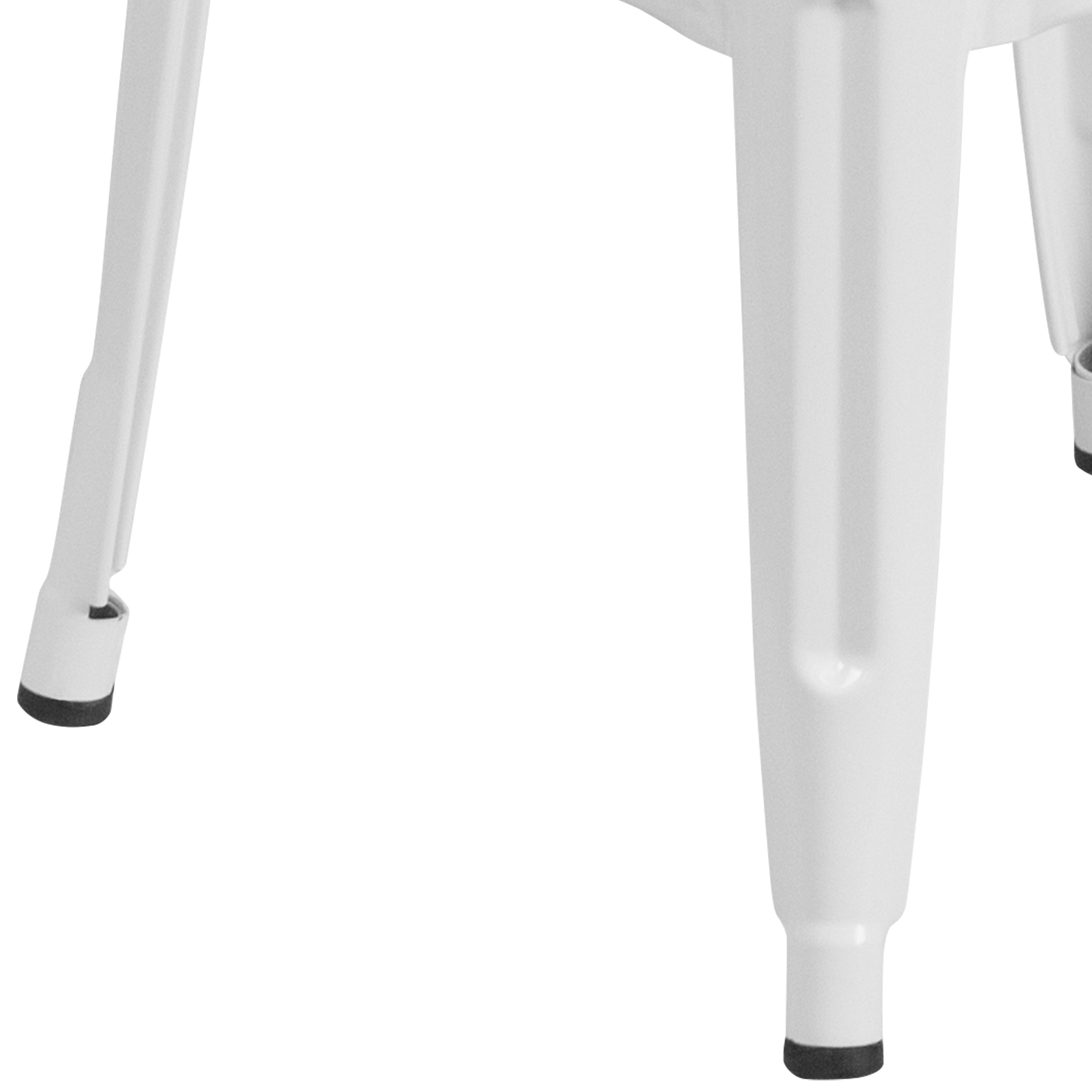 Kai Commercial Grade 30" High Backless White Metal Indoor-Outdoor Barstool with Square Seat