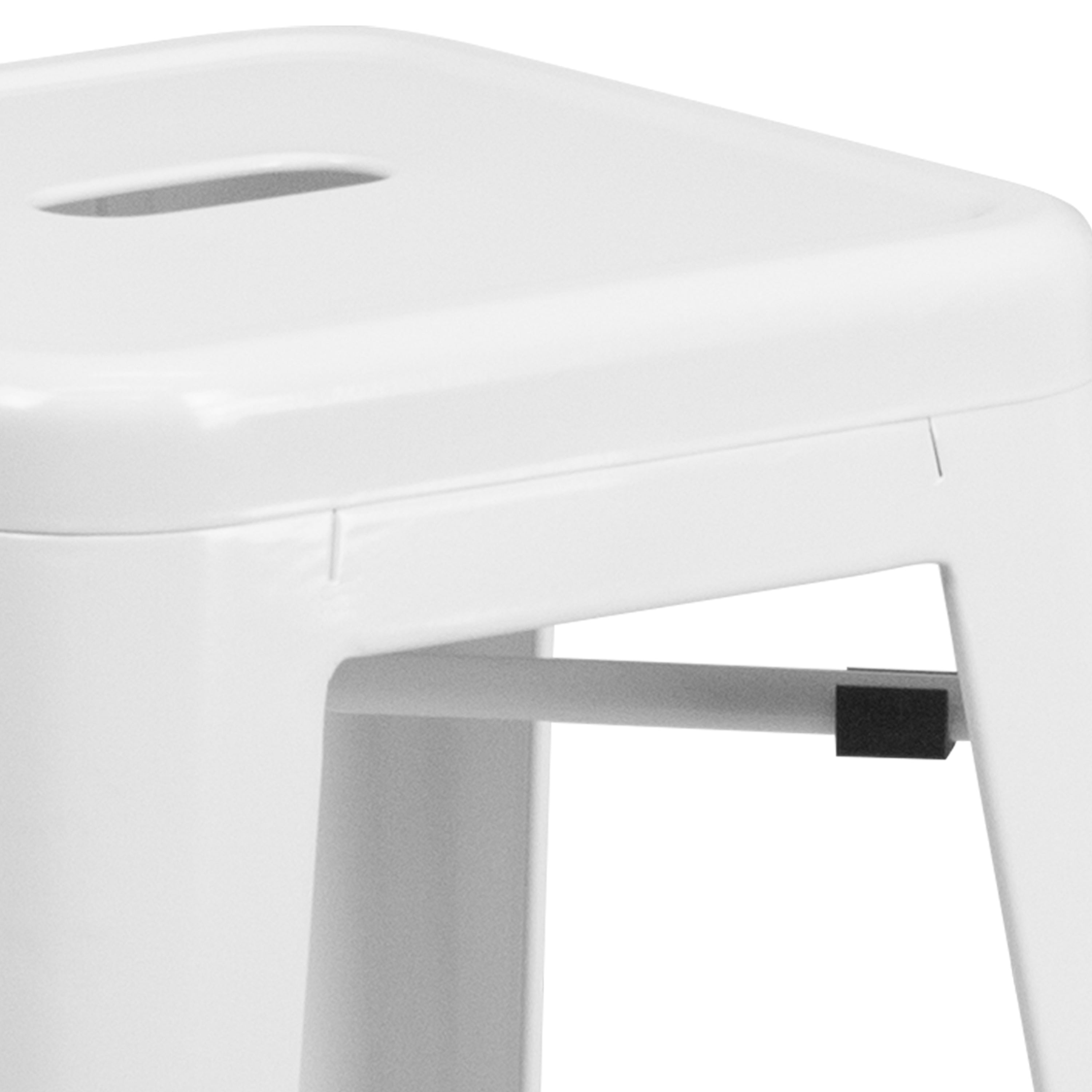 Kai Commercial Grade 30" High Backless White Metal Indoor-Outdoor Barstool with Square Seat