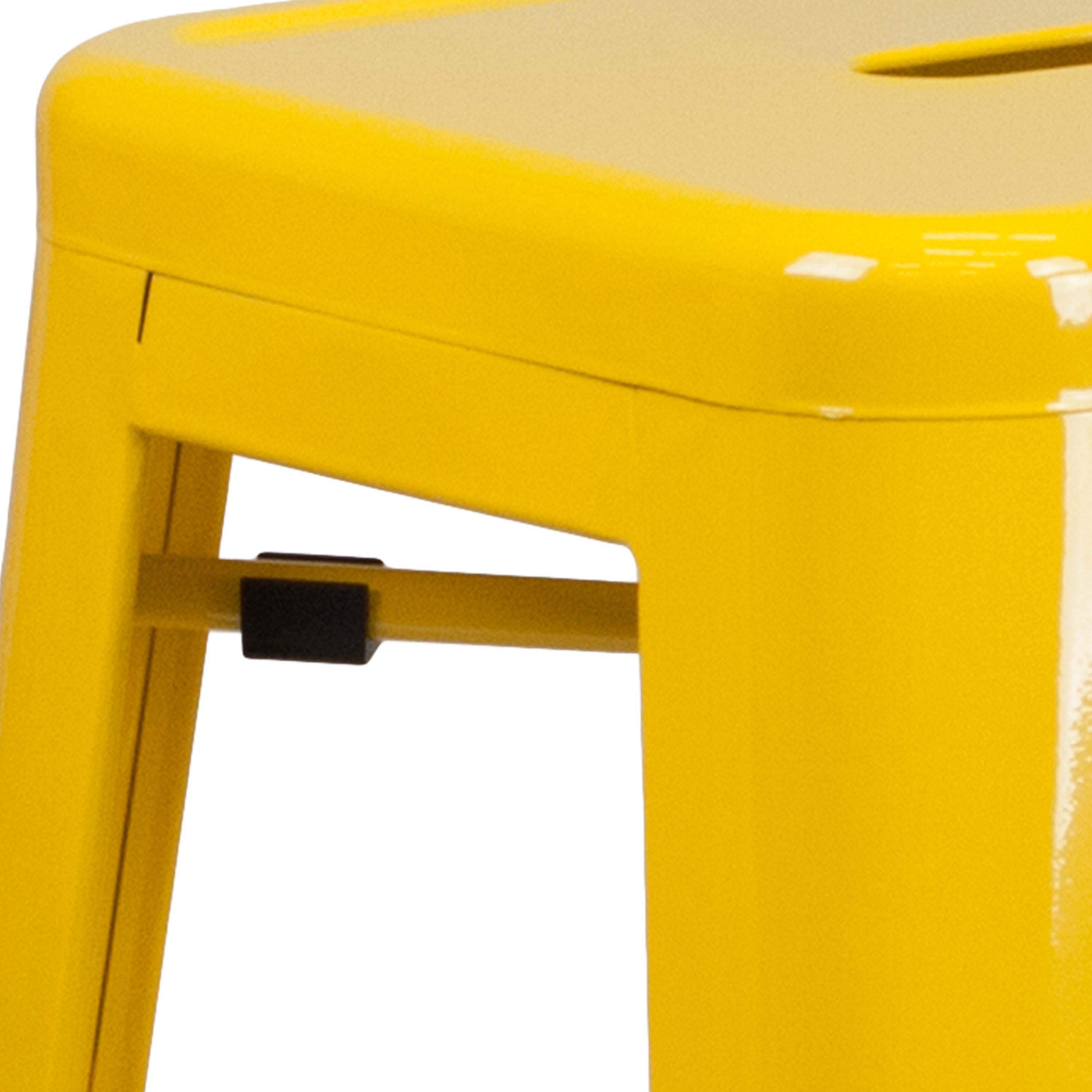 Kai Commercial Grade 30" High Backless Yellow Metal Indoor-Outdoor Barstool with Square Seat
