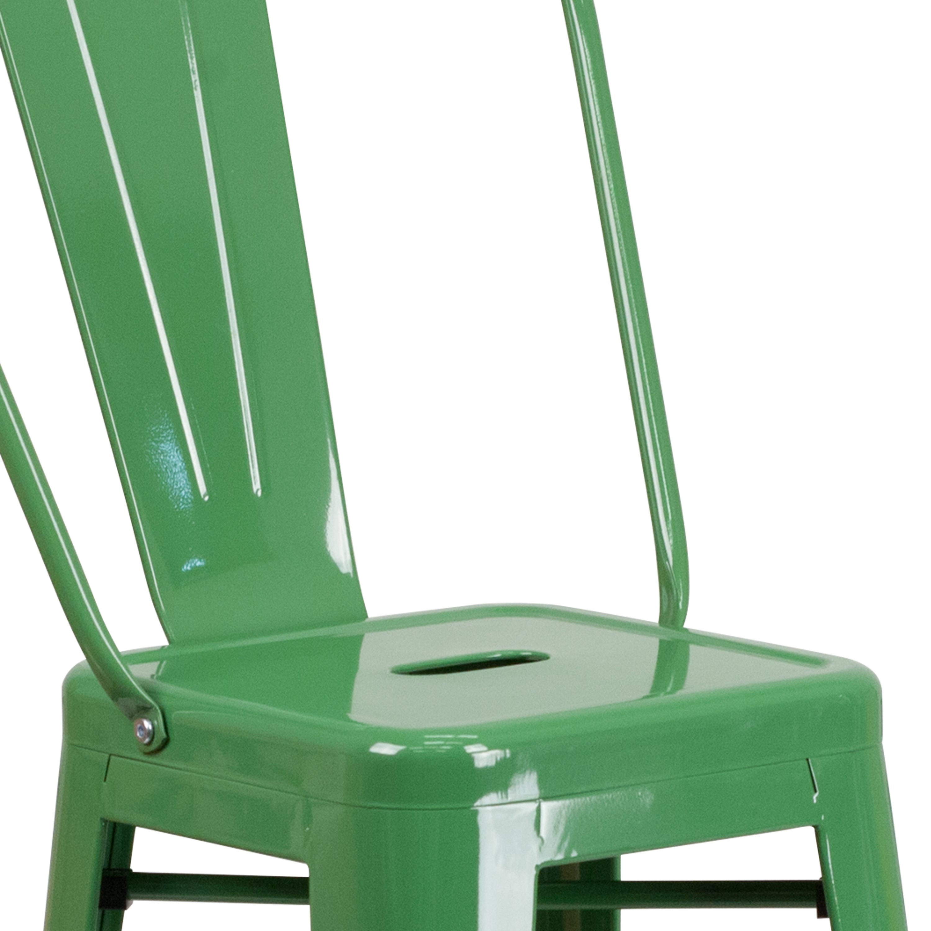 Kai Commercial Grade 30" High Green Metal Indoor-Outdoor Barstool with Removable Back