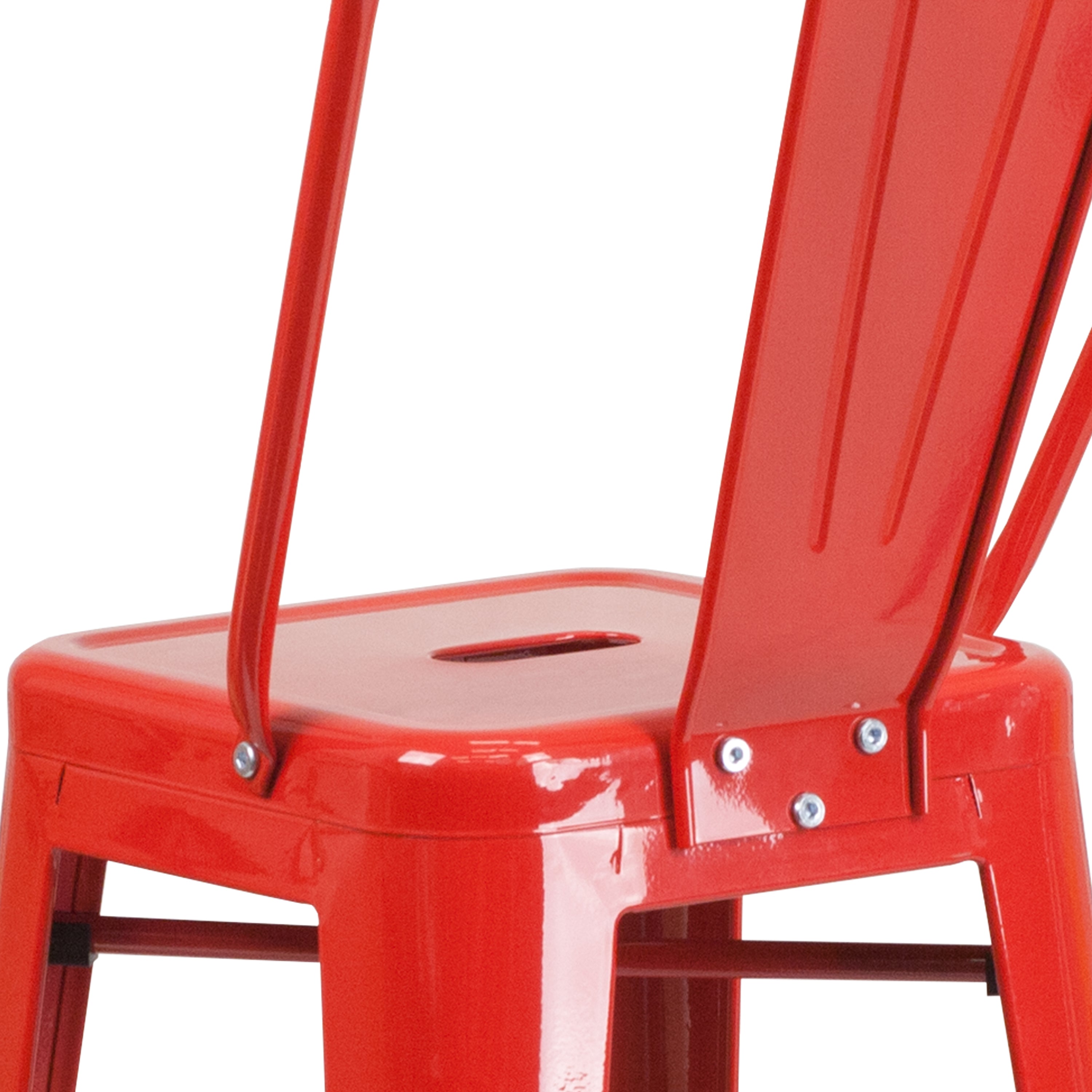 Kai Commercial Grade 30" High Red Metal Indoor-Outdoor Barstool with Removable Back