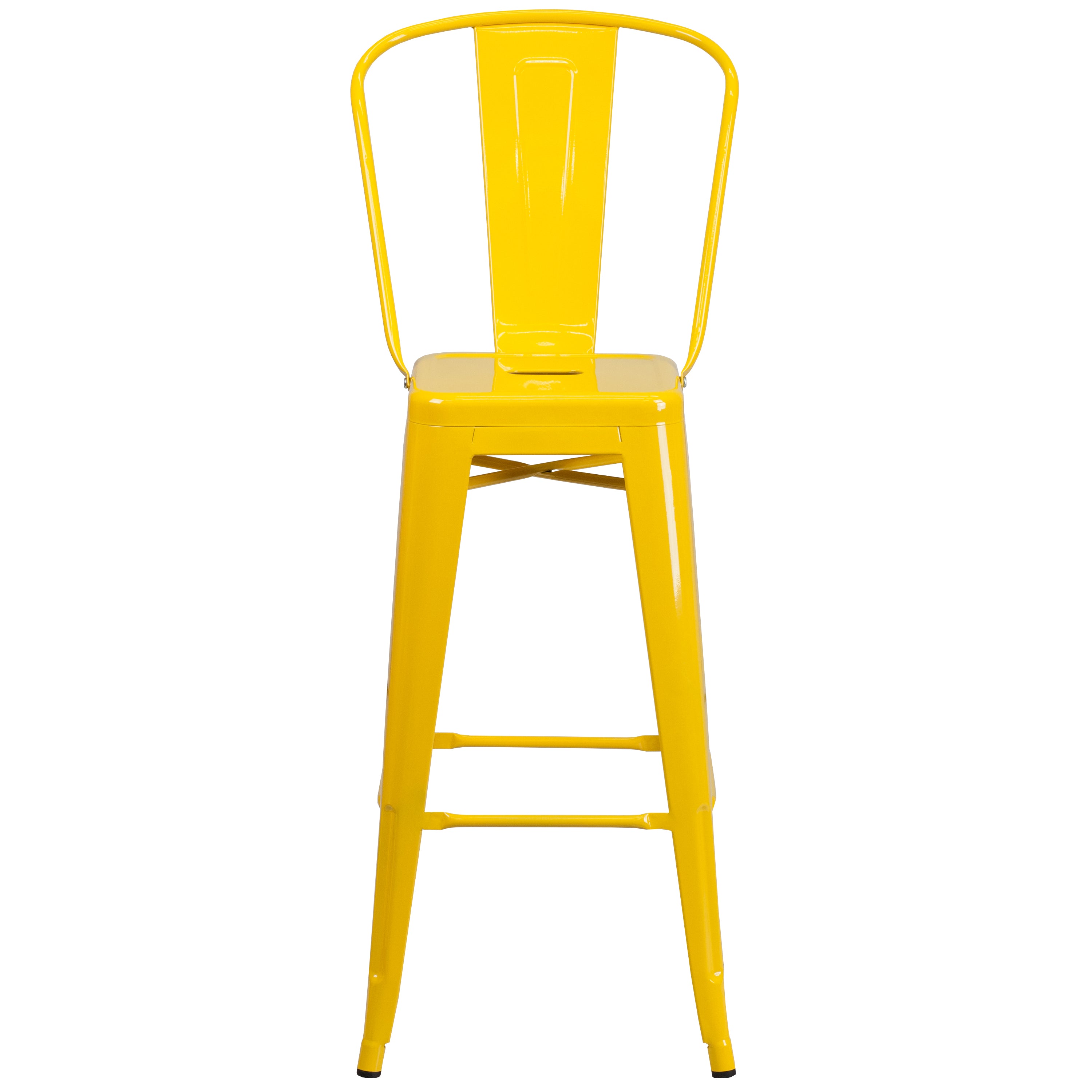 Kai Commercial Grade 30" High Yellow Metal Indoor-Outdoor Barstool with Removable Back
