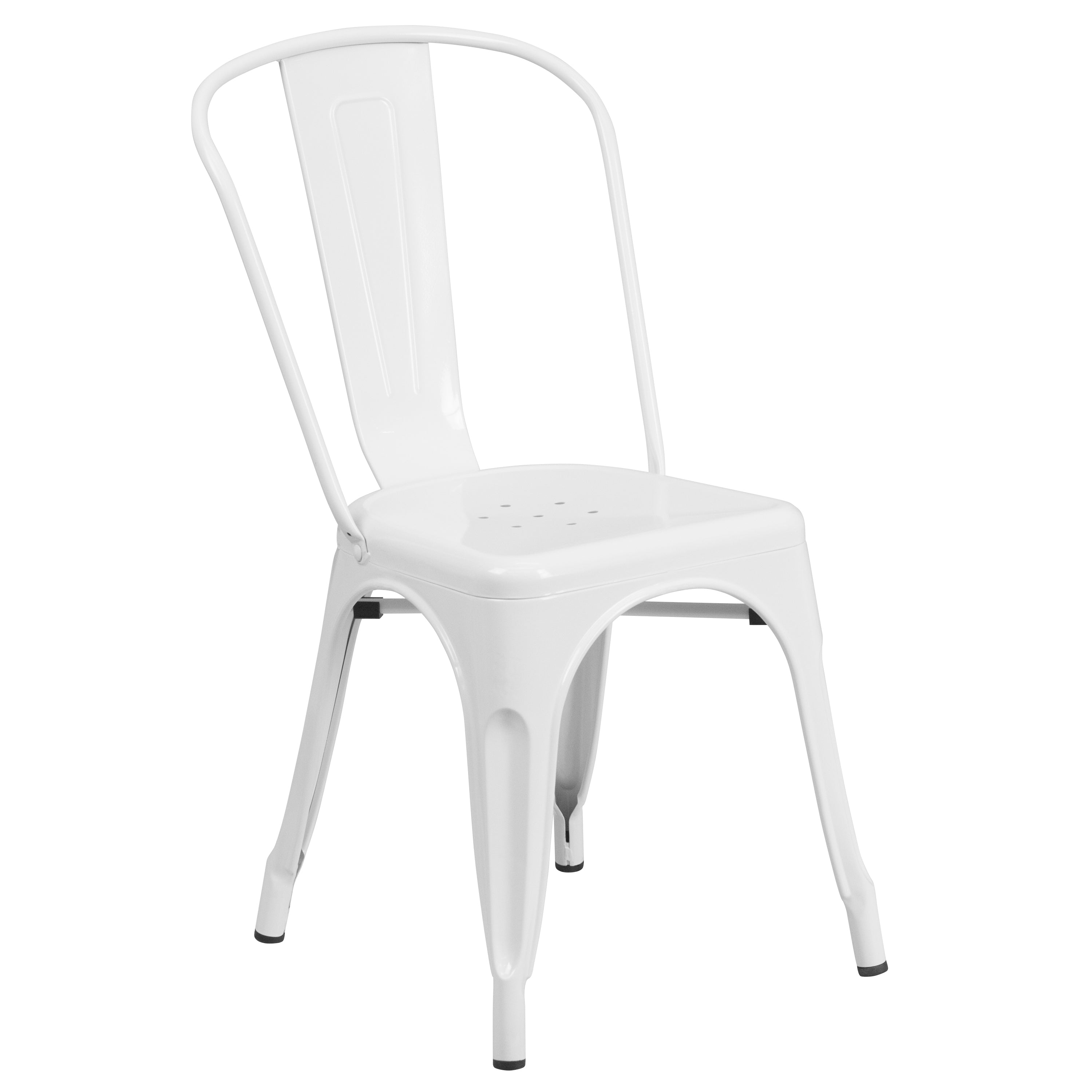 Owen Commercial Grade 23.75" Square White Metal Indoor-Outdoor Table Set with 2 Stack Chairs