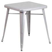 Prince Commercial Grade 23.75" Square Silver Metal Indoor-Outdoor Table