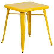 Prince Commercial Grade 23.75" Square Yellow Metal Indoor-Outdoor Table