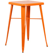 Aaron Commercial Grade 23.75" Square Orange Metal Indoor-Outdoor Bar Height Table