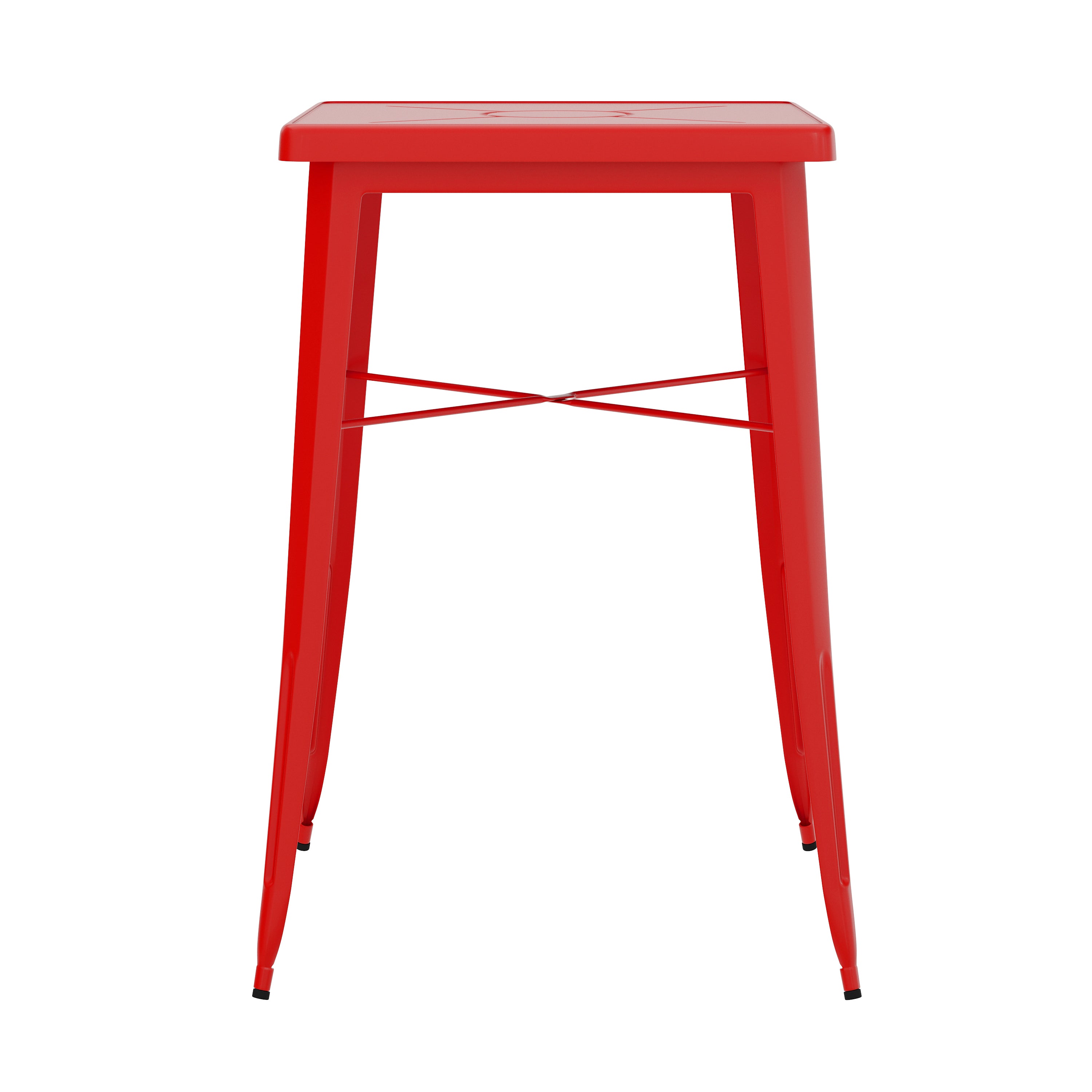 Aaron Commercial Grade 23.75" Square Red Metal Indoor-Outdoor Bar Height Table