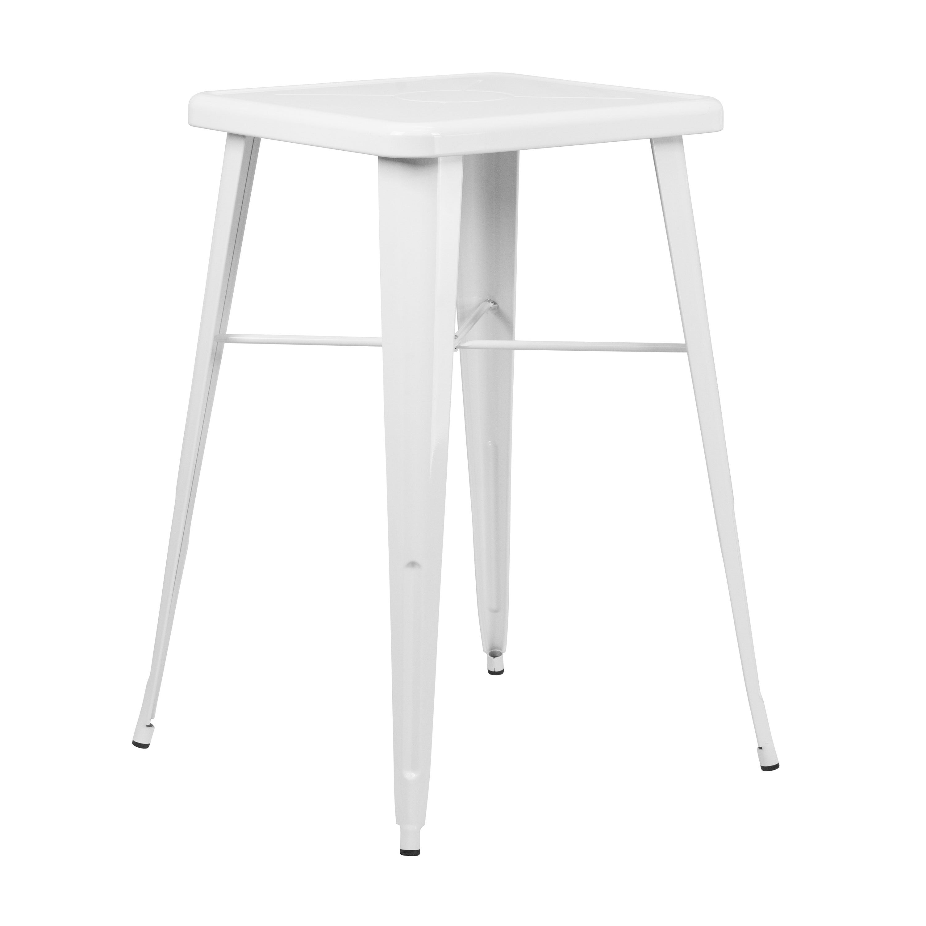 Aaron Commercial Grade 23.75" Square White Metal Indoor-Outdoor Bar Height Table