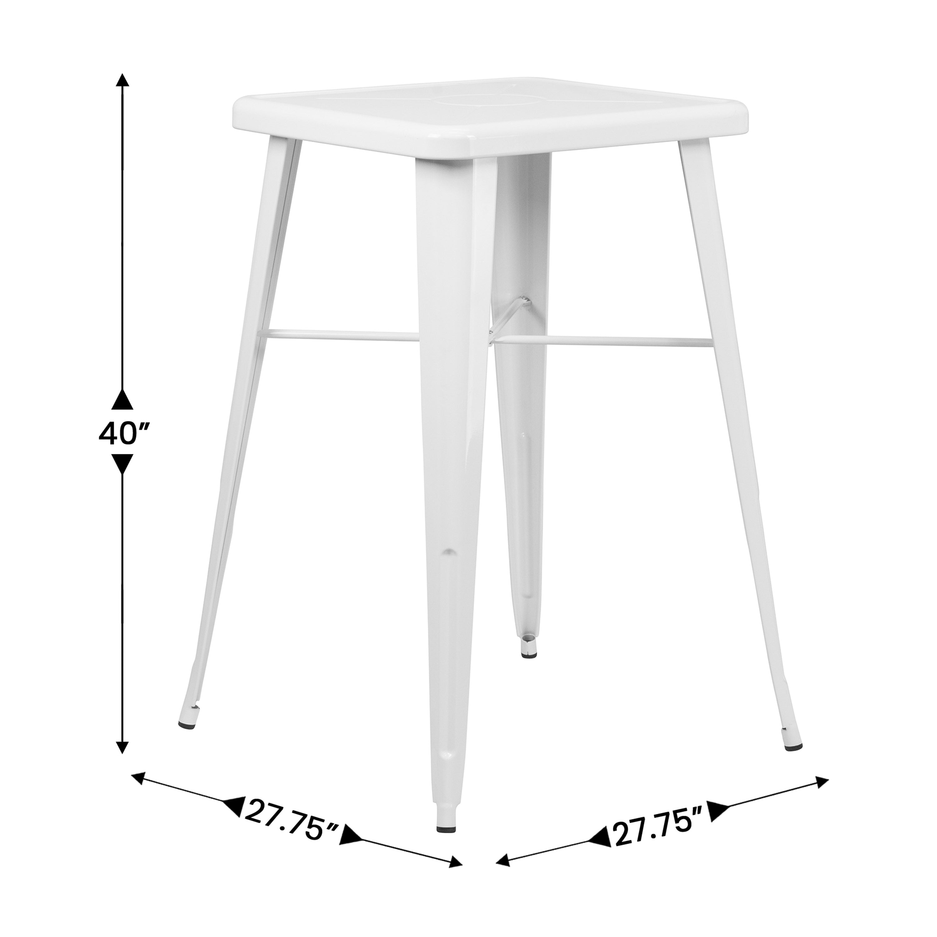 Aaron Commercial Grade 23.75" Square White Metal Indoor-Outdoor Bar Height Table
