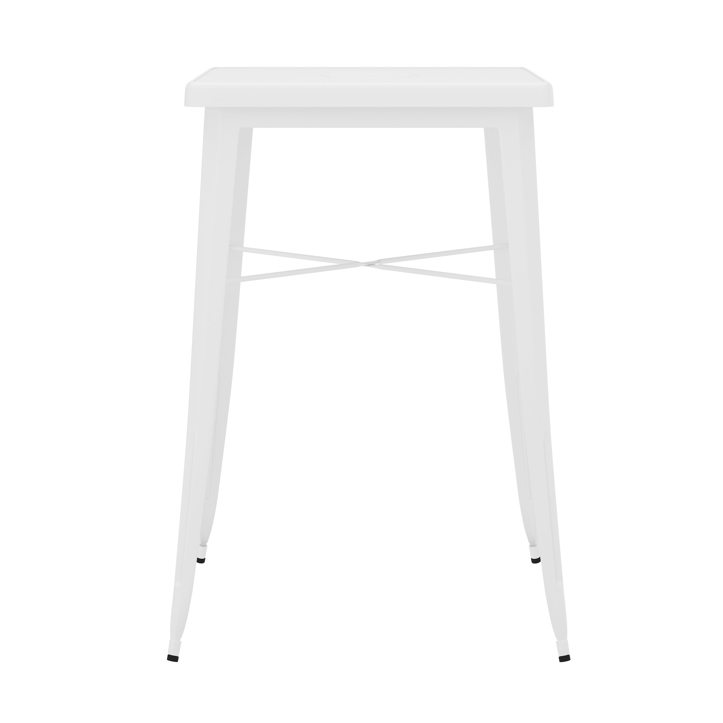 Aaron Commercial Grade 23.75" Square White Metal Indoor-Outdoor Bar Height Table