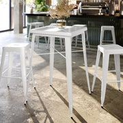 Aaron Commercial Grade 23.75" Square White Metal Indoor-Outdoor Bar Height Table