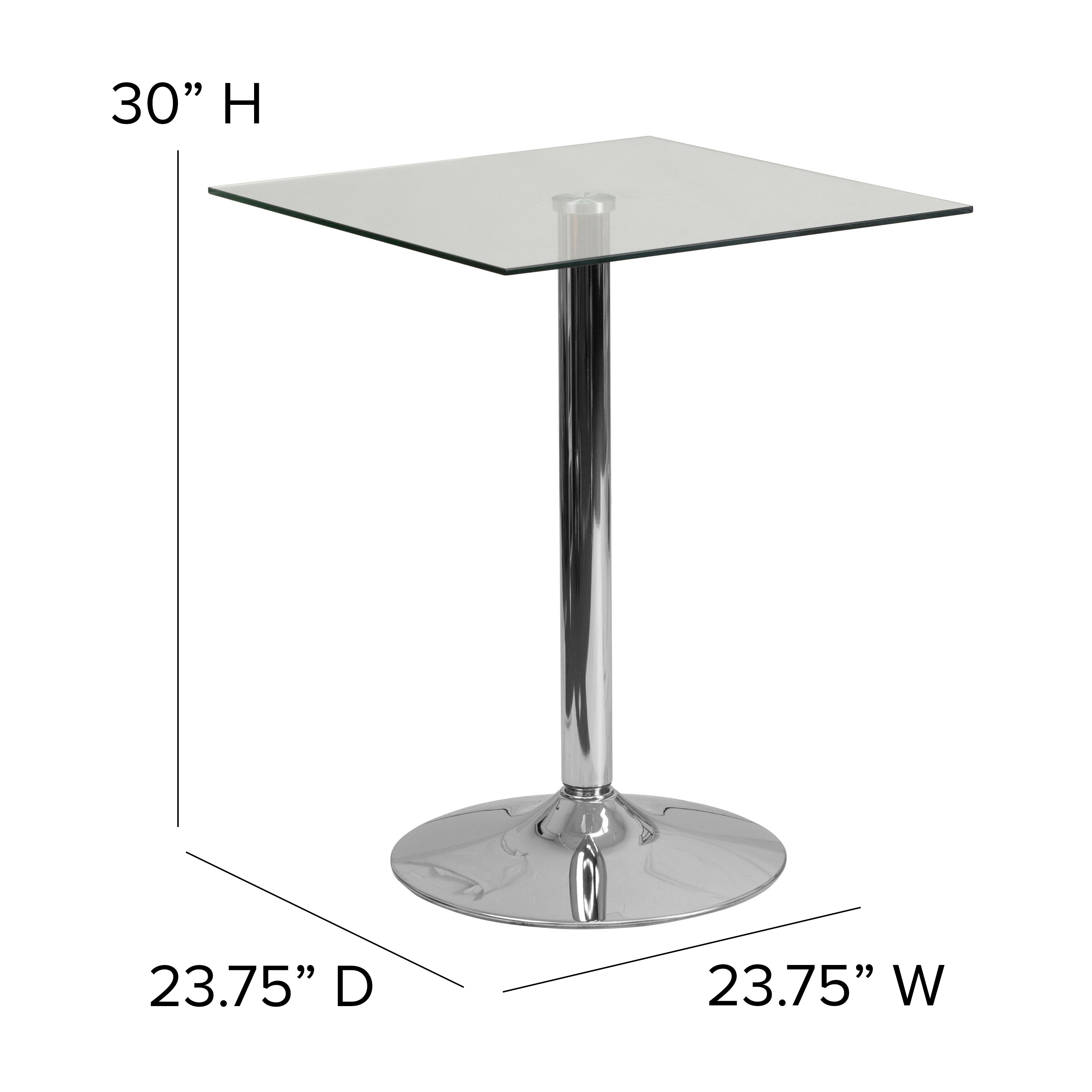 Fredrick 23.75'' Square Glass Table with 30''H Chrome Base
